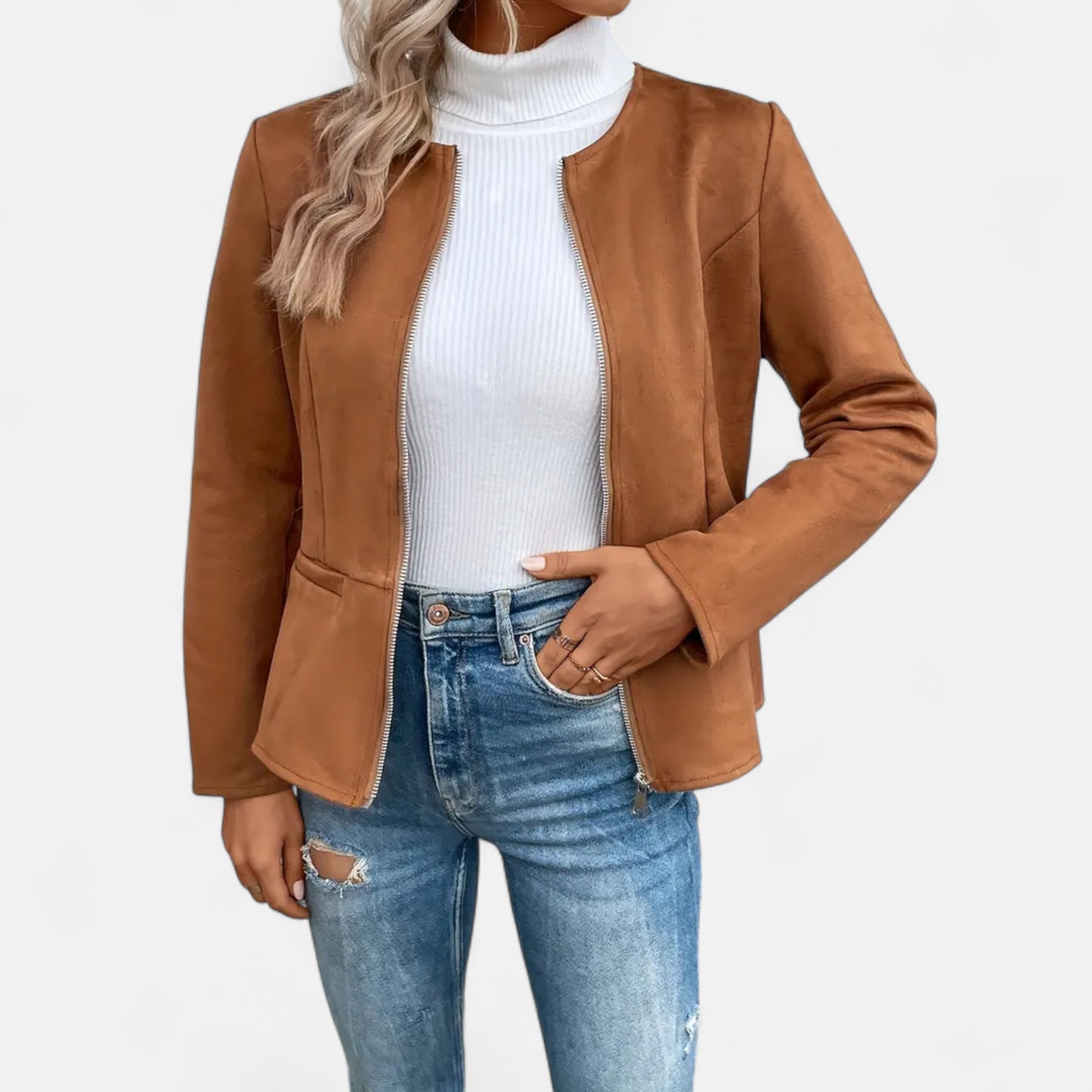 Dorevelle | Women’s Cropped Jacket – Slim Zip-Up Elegance