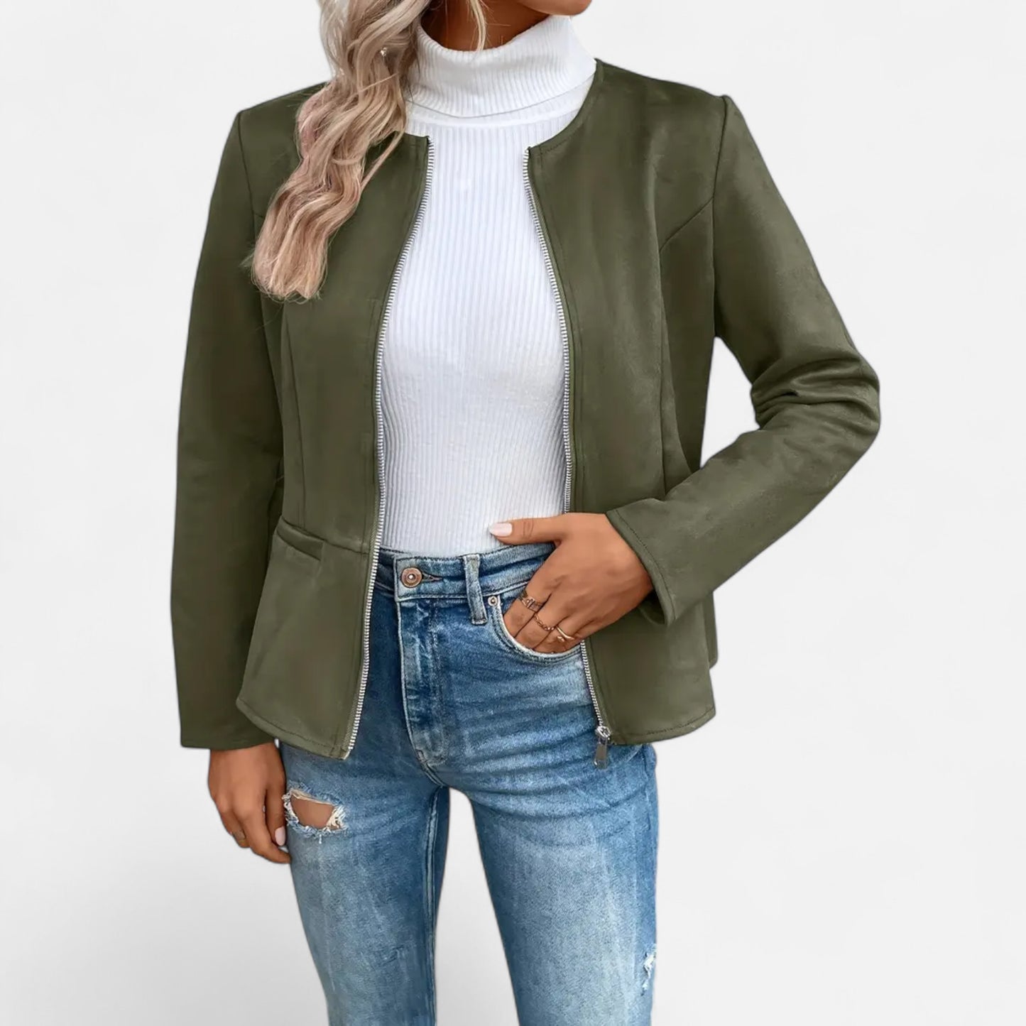 Dorevelle | Women’s Cropped Jacket – Slim Zip-Up Elegance