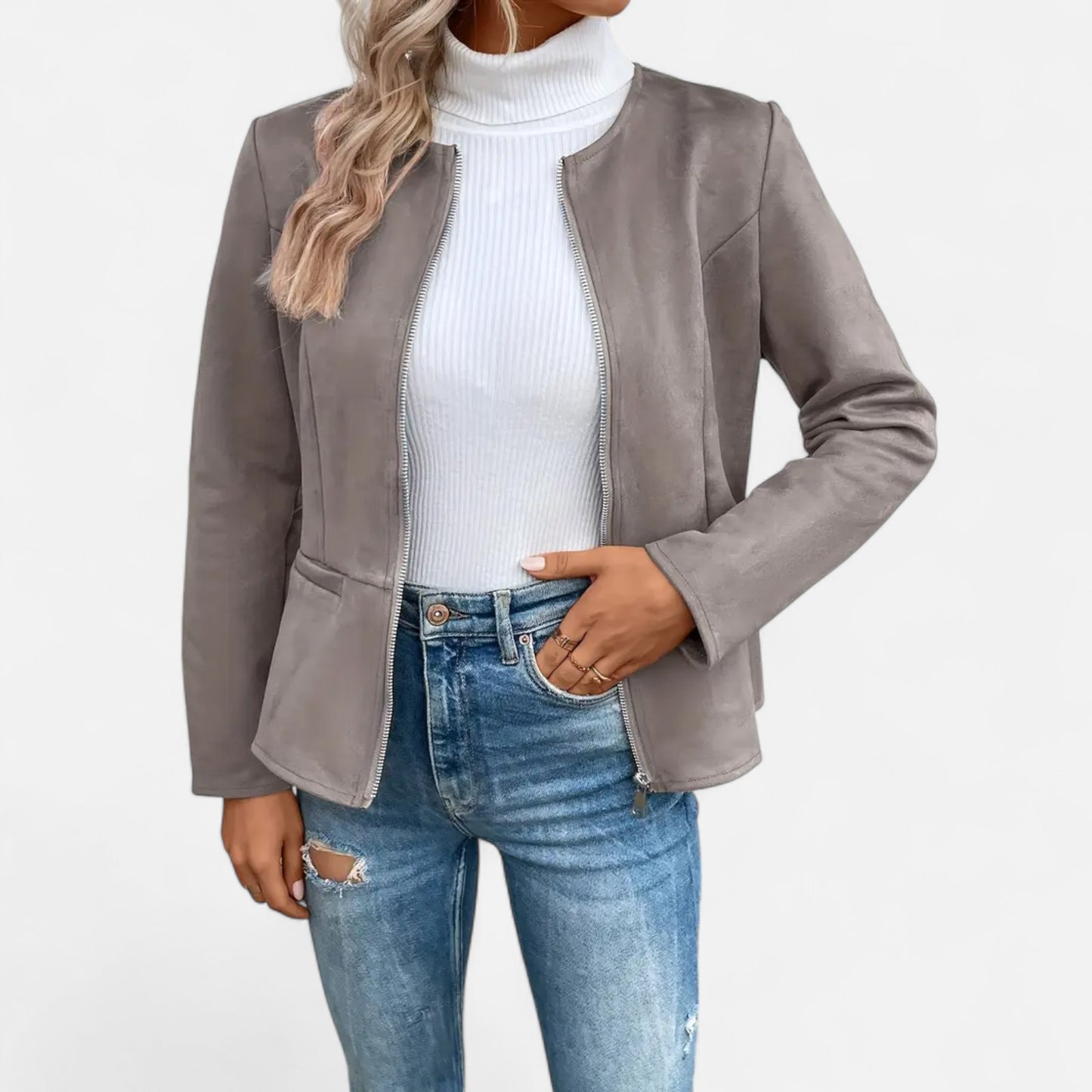 Dorevelle | Women’s Cropped Jacket – Slim Zip-Up Elegance