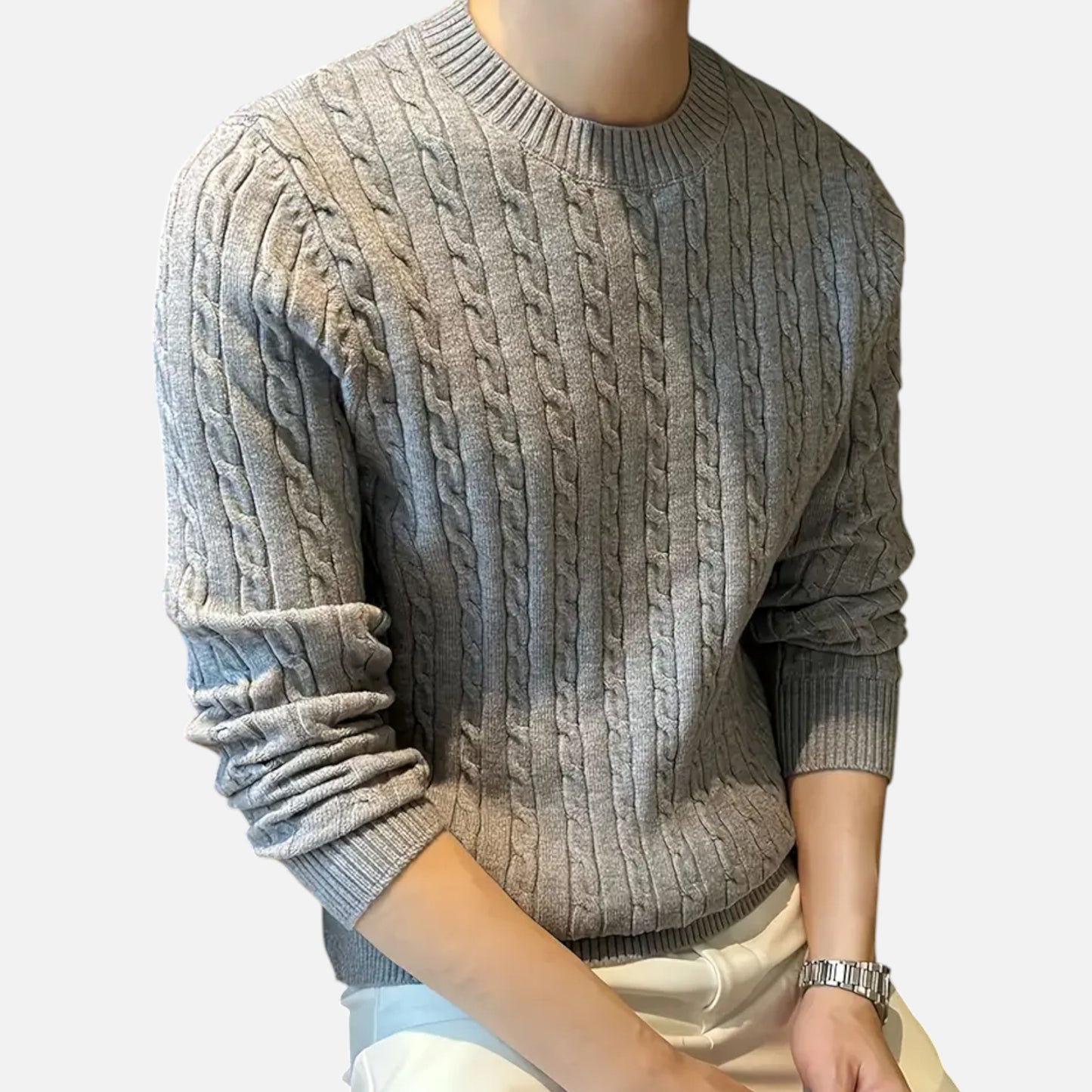 Dorevelle | Men’s Cable Knit Sweater – Heritage Crew Neck