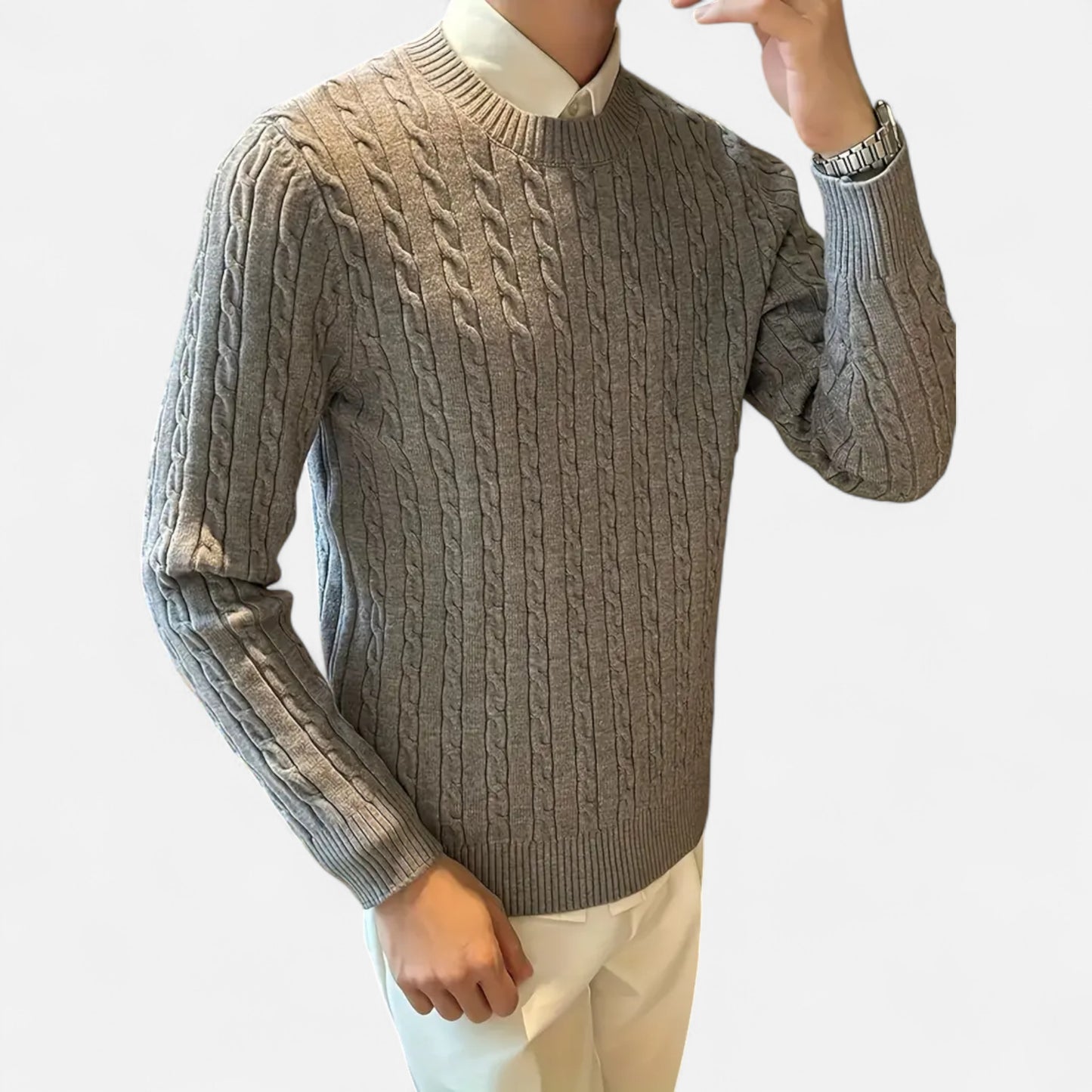Dorevelle | Men’s Cable Knit Sweater – Heritage Crew Neck