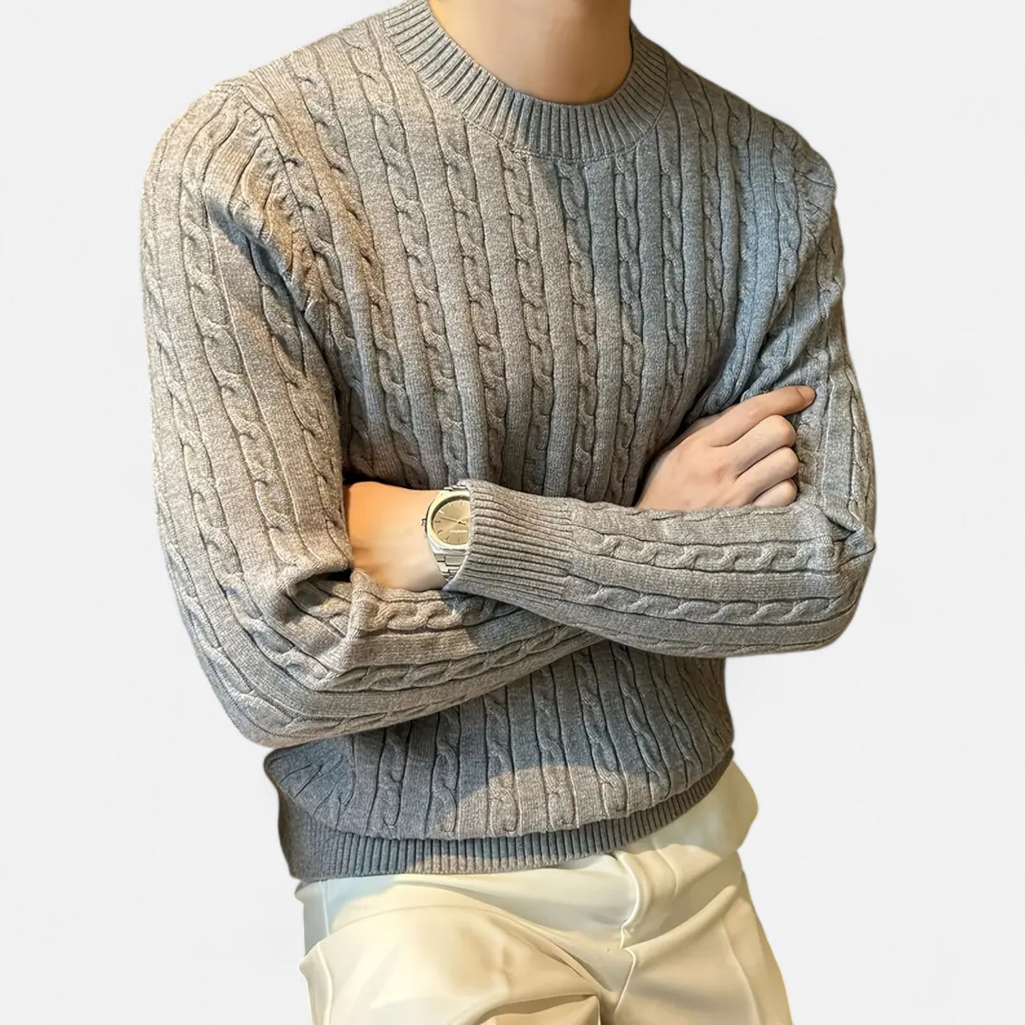 Dorevelle | Men’s Cable Knit Sweater – Heritage Crew Neck