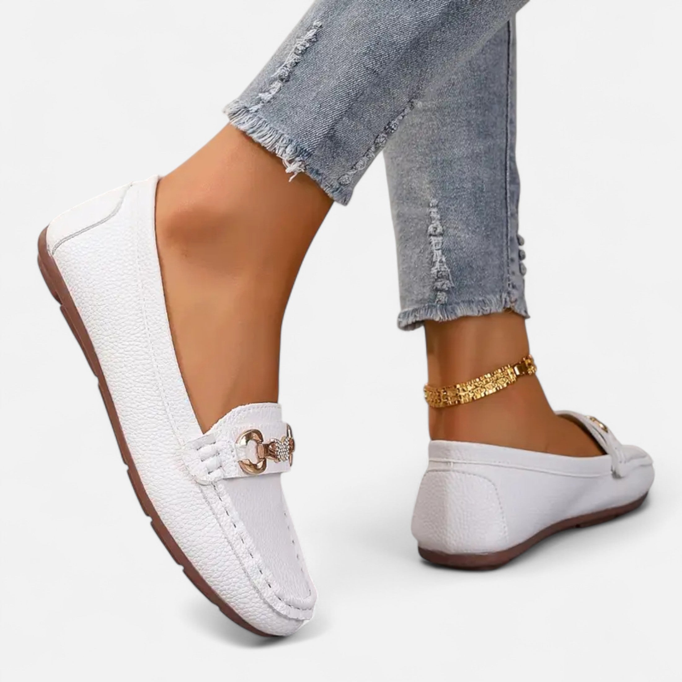 Dorevelle | Women’s Loafers – Butterfly Strap Diamond Accent