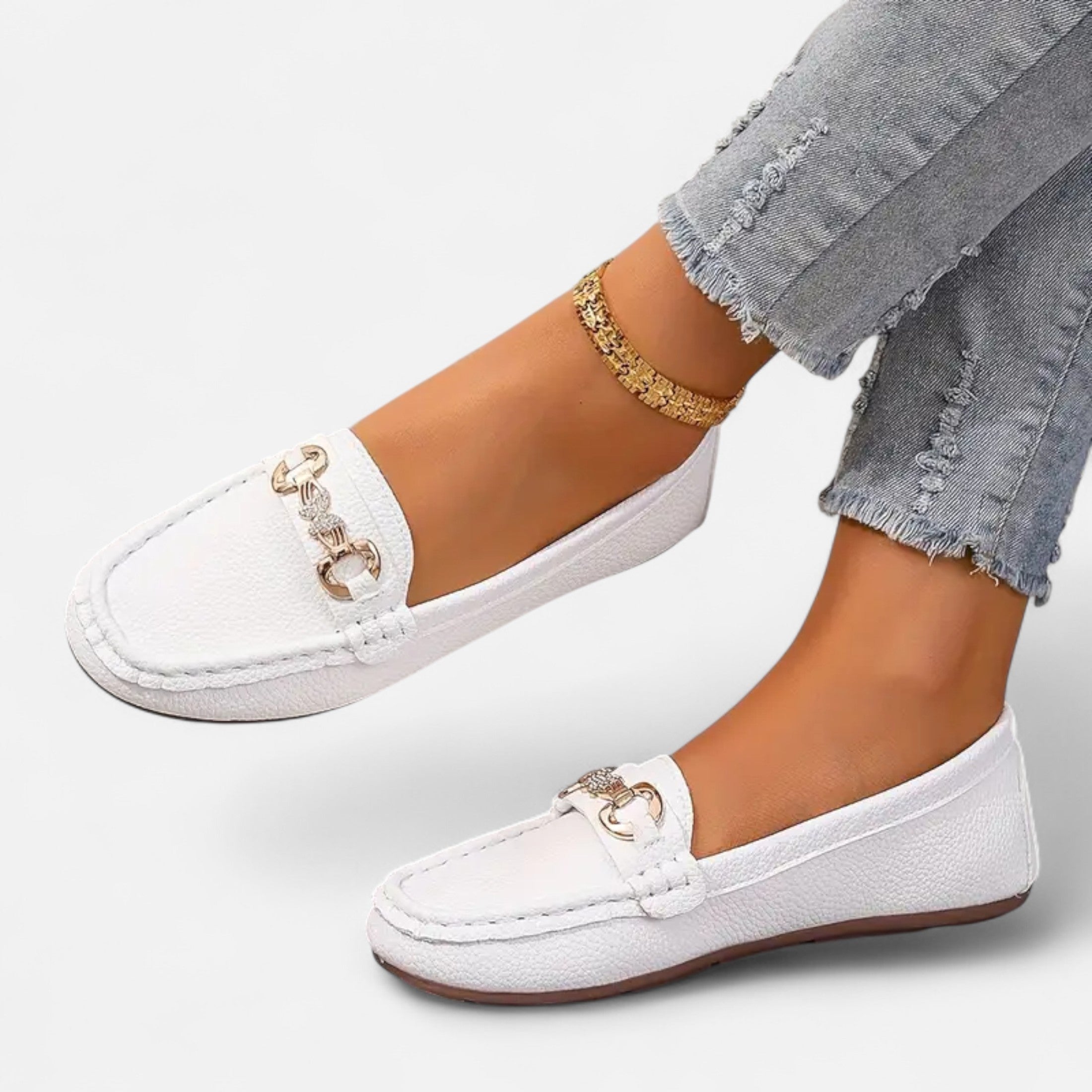 Dorevelle | Women’s Loafers – Butterfly Strap Diamond Accent