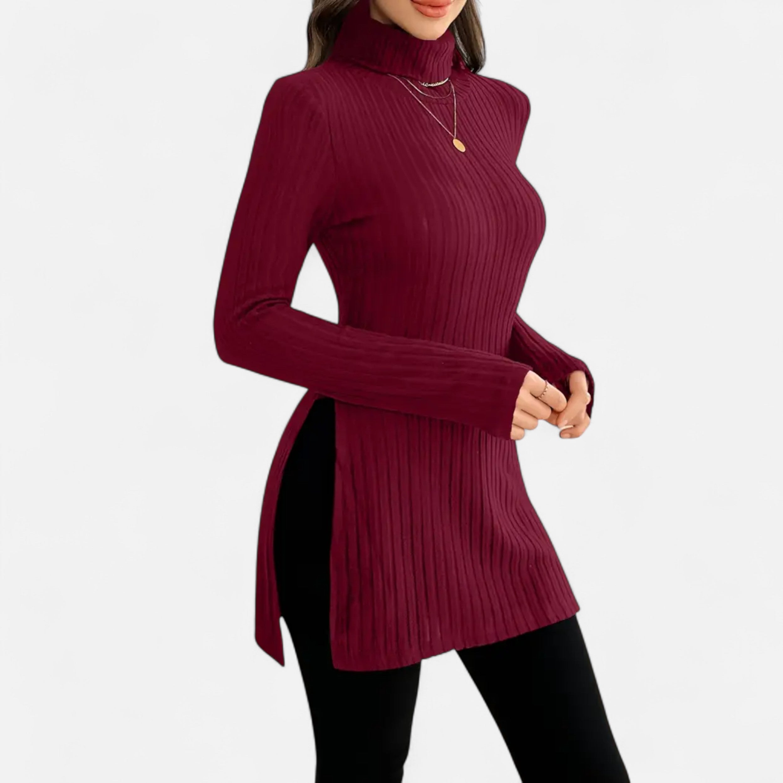 Dorevelle | Women’s Ribbed Sweater – Elegant High Neck Style