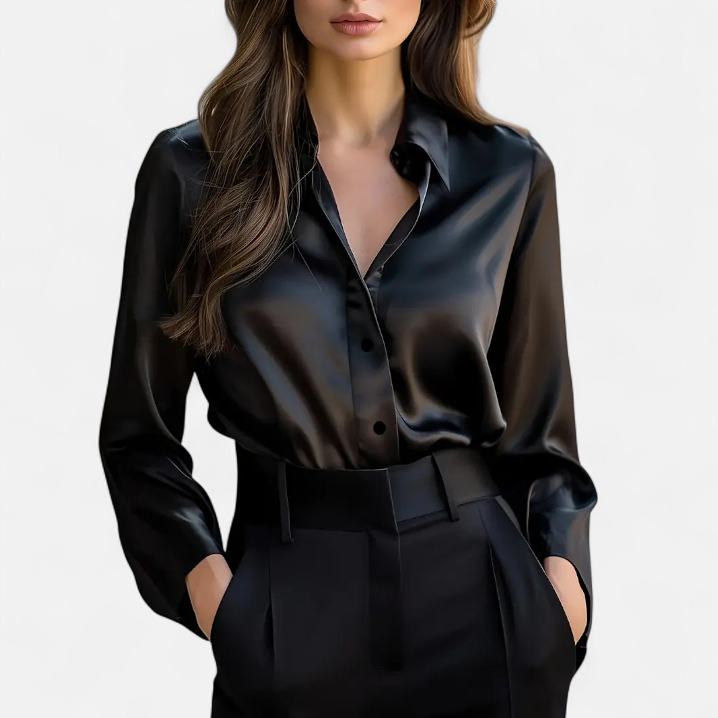 Dorevelle | Women’s Satin Blouse – Long Sleeve Elegance