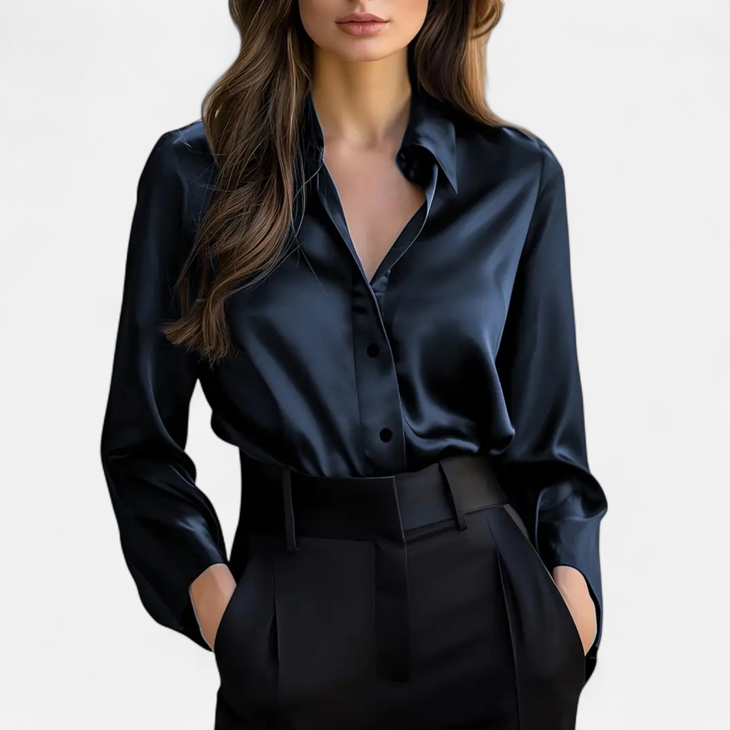 Dorevelle | Women’s Satin Blouse – Long Sleeve Elegance