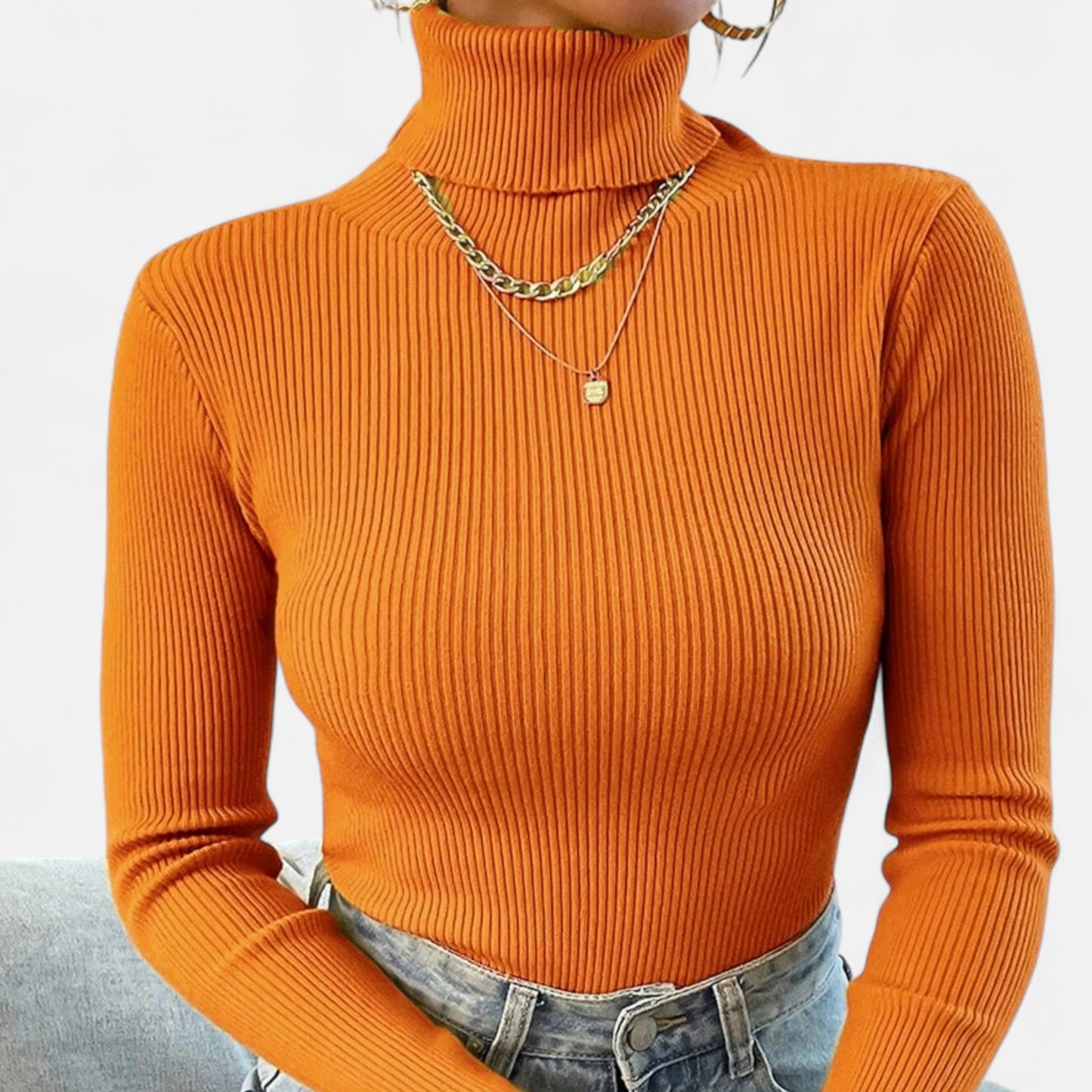 Dorevelle | Women’s Ribbed Turtleneck – Foldover Winter Elegance
