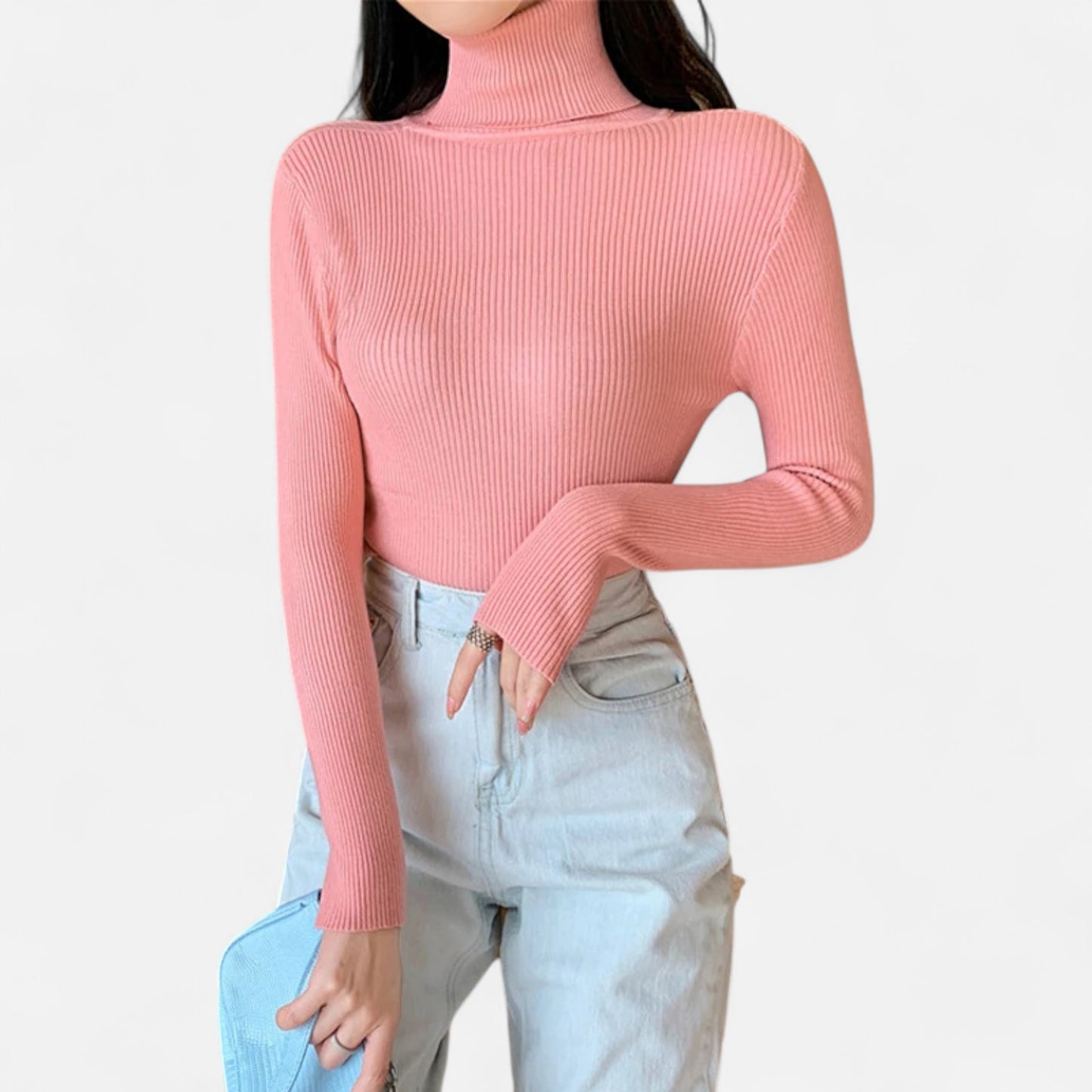 Dorevelle | Women’s Ribbed Turtleneck – Foldover Winter Elegance