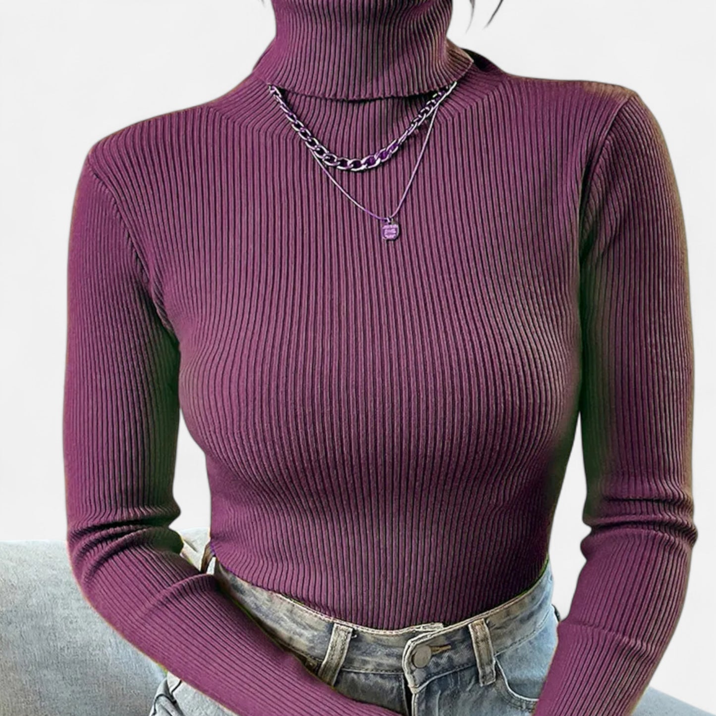Dorevelle | Women’s Ribbed Turtleneck – Foldover Winter Elegance