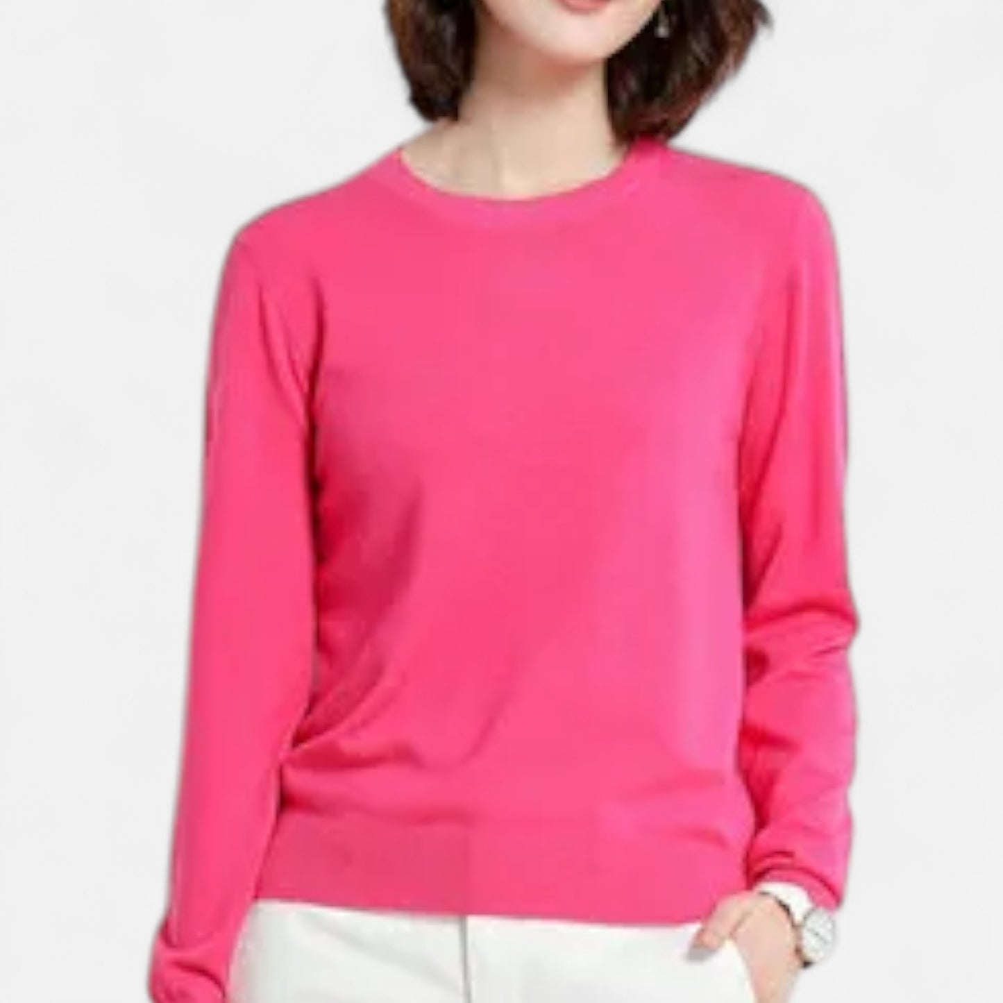 Dorevelle | Women’s Merino Wool Sweater – Timeless O-Neck Elegance