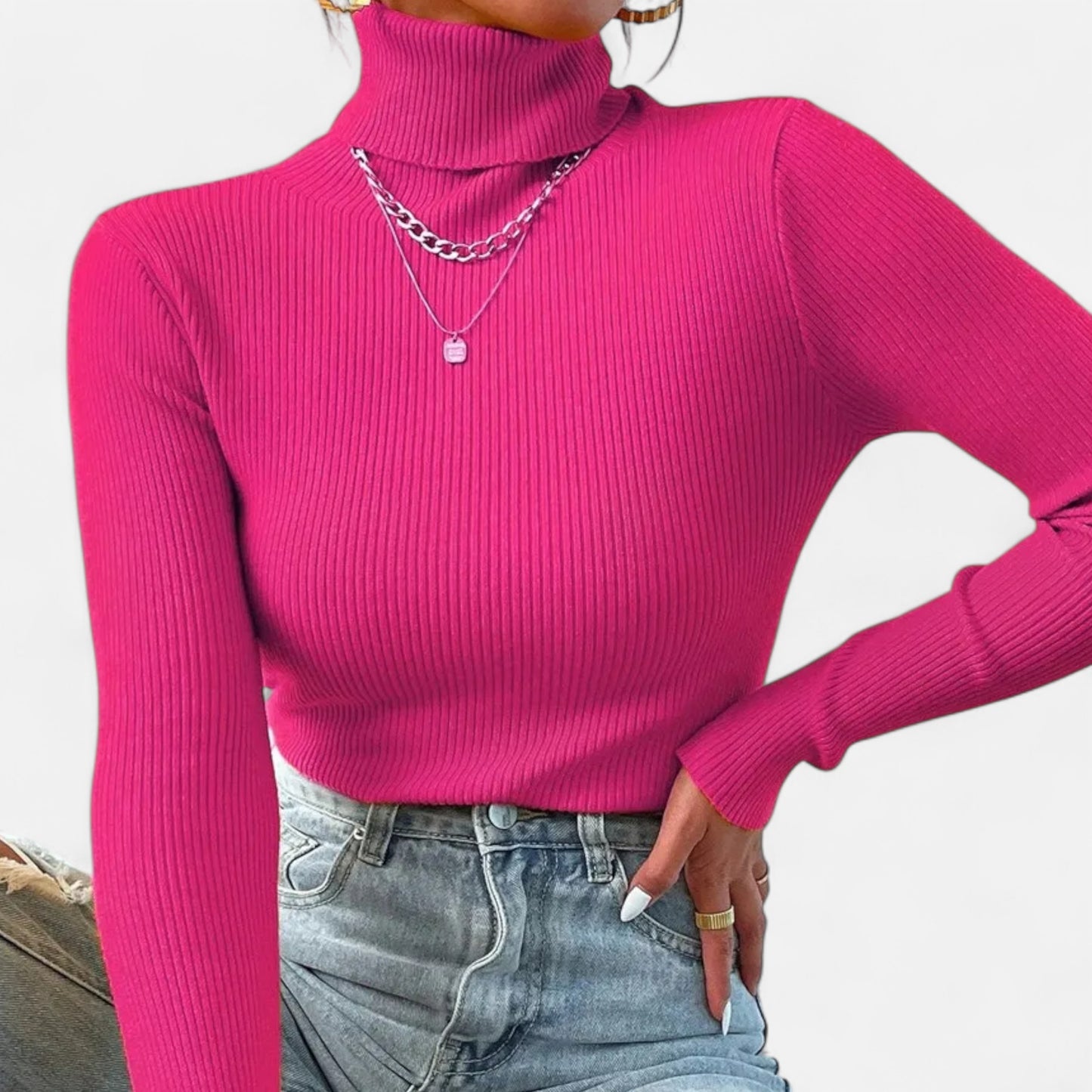Dorevelle | Women’s Ribbed Turtleneck – Foldover Winter Elegance
