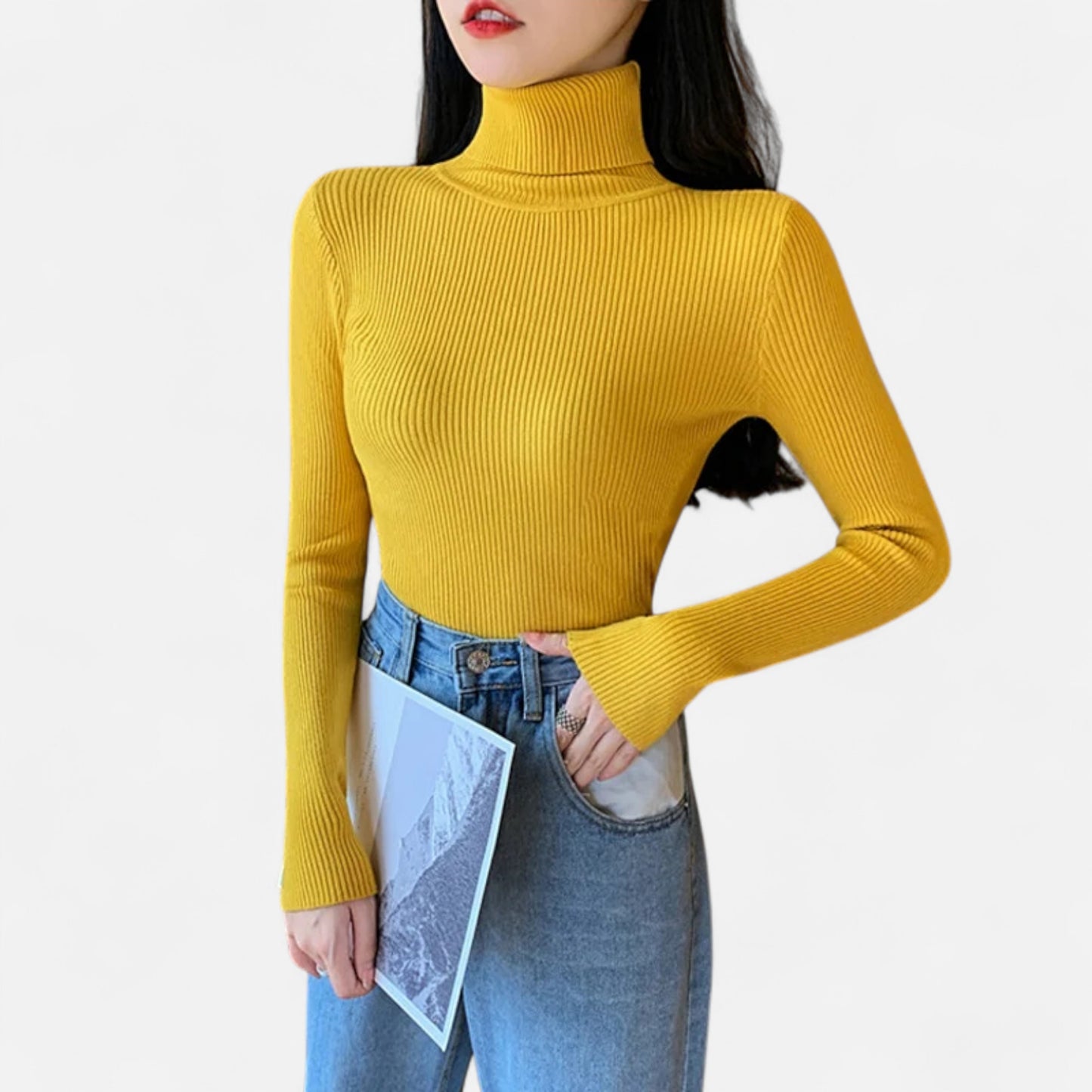 Dorevelle | Women’s Ribbed Turtleneck – Foldover Winter Elegance