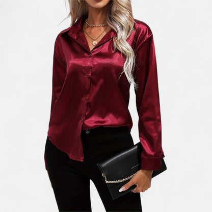 Dorevelle | Women’s Satin Shirt – Heritage Collar Style