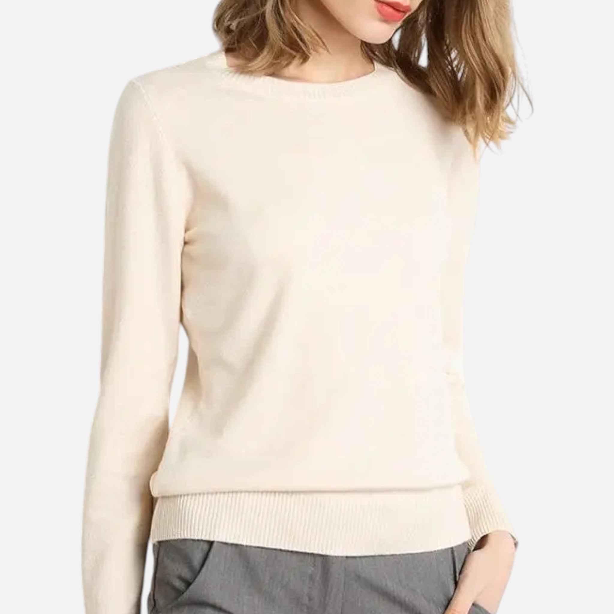 Dorevelle | Women’s Merino Wool Sweater – Timeless O-Neck Elegance