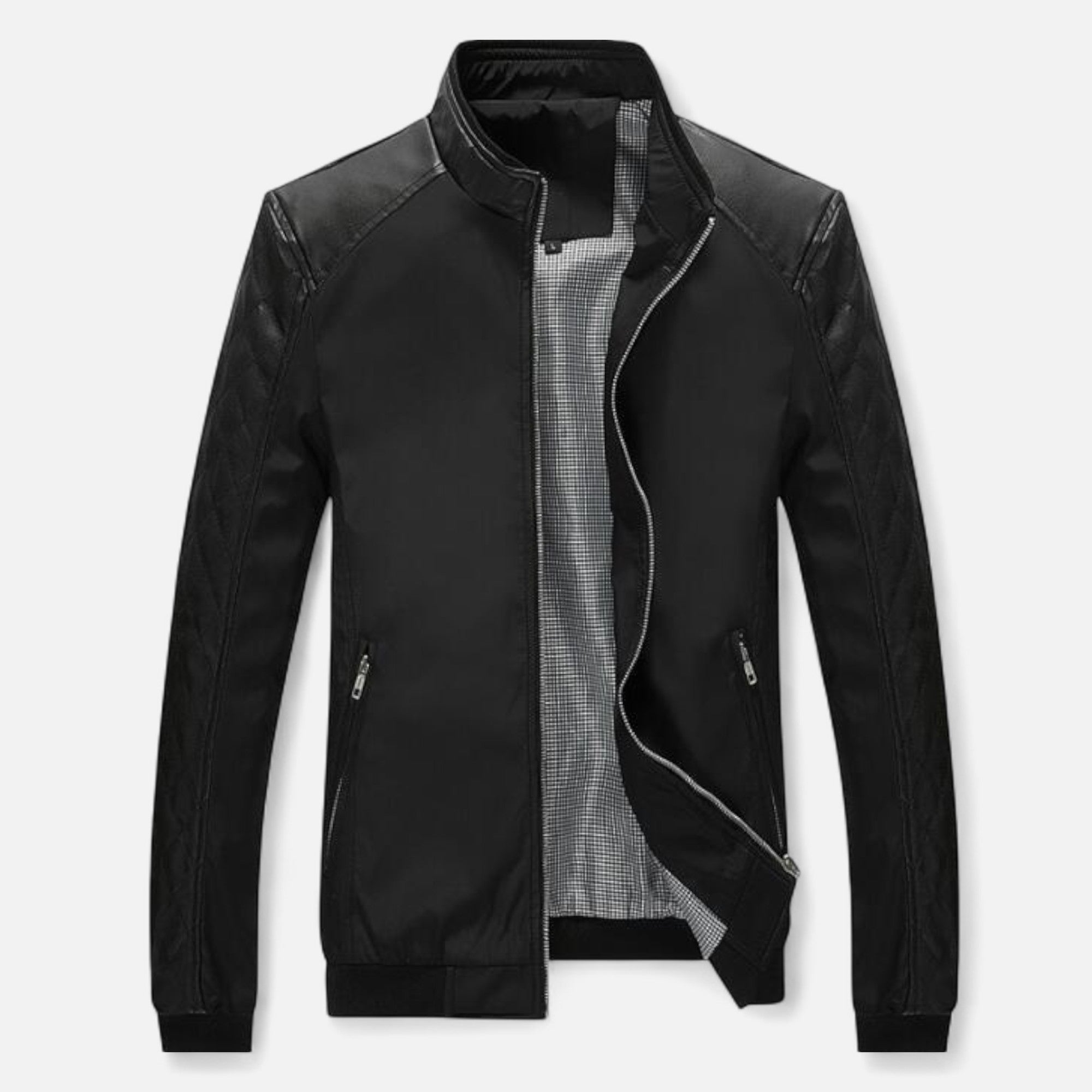 Dorevelle | Men’s Leather Bomber – Stand Collar Elegance