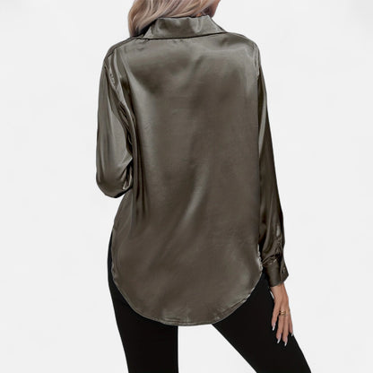 Dorevelle | Women’s Satin Shirt – Heritage Collar Style