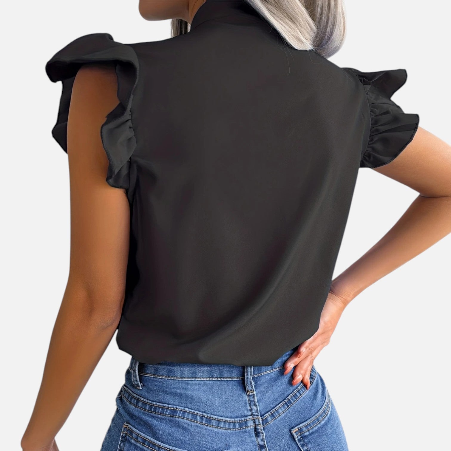Dorevelle | Women’s Chiffon Blouse – Bow-Tie Sleeveless Style