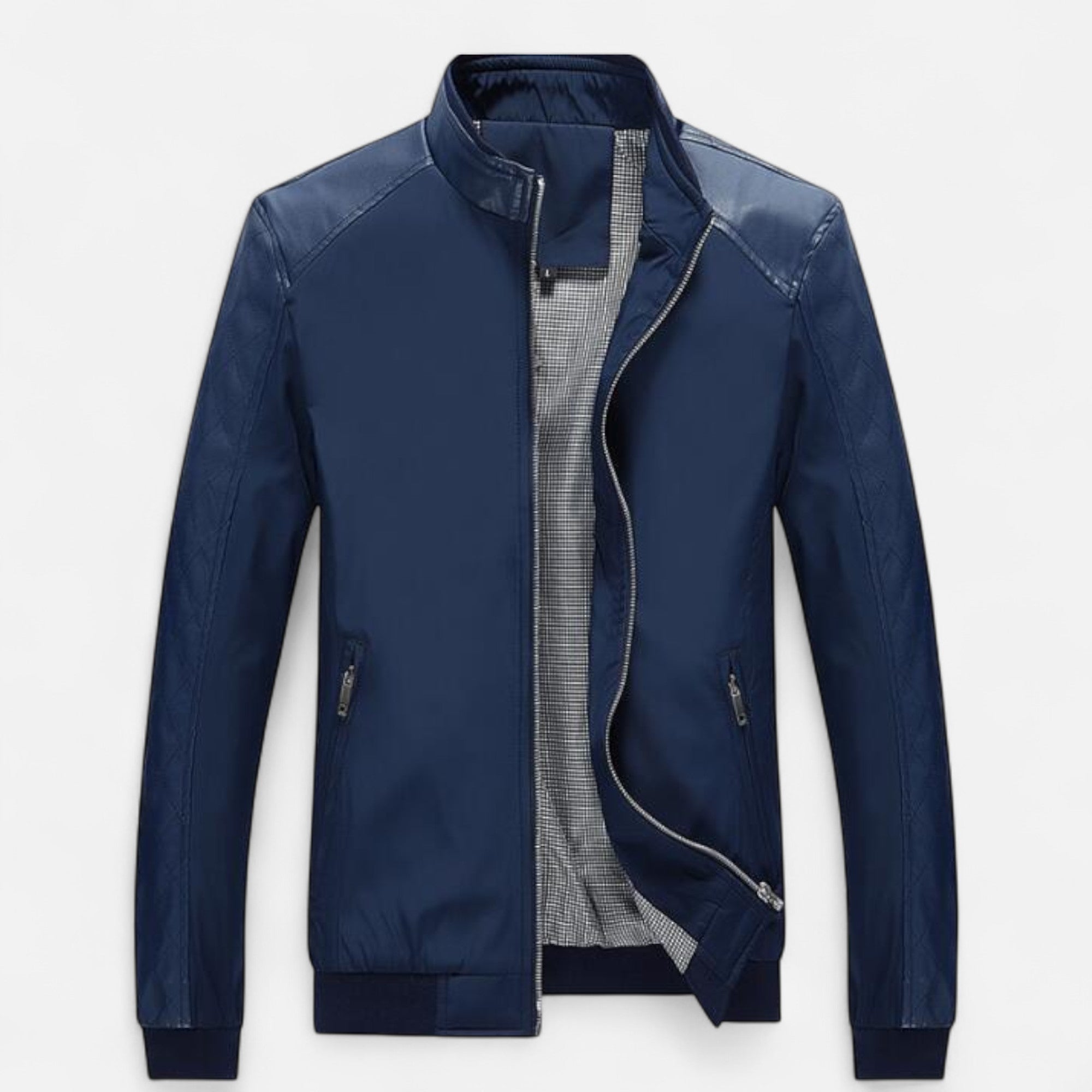 Dorevelle | Men’s Leather Bomber – Stand Collar Elegance