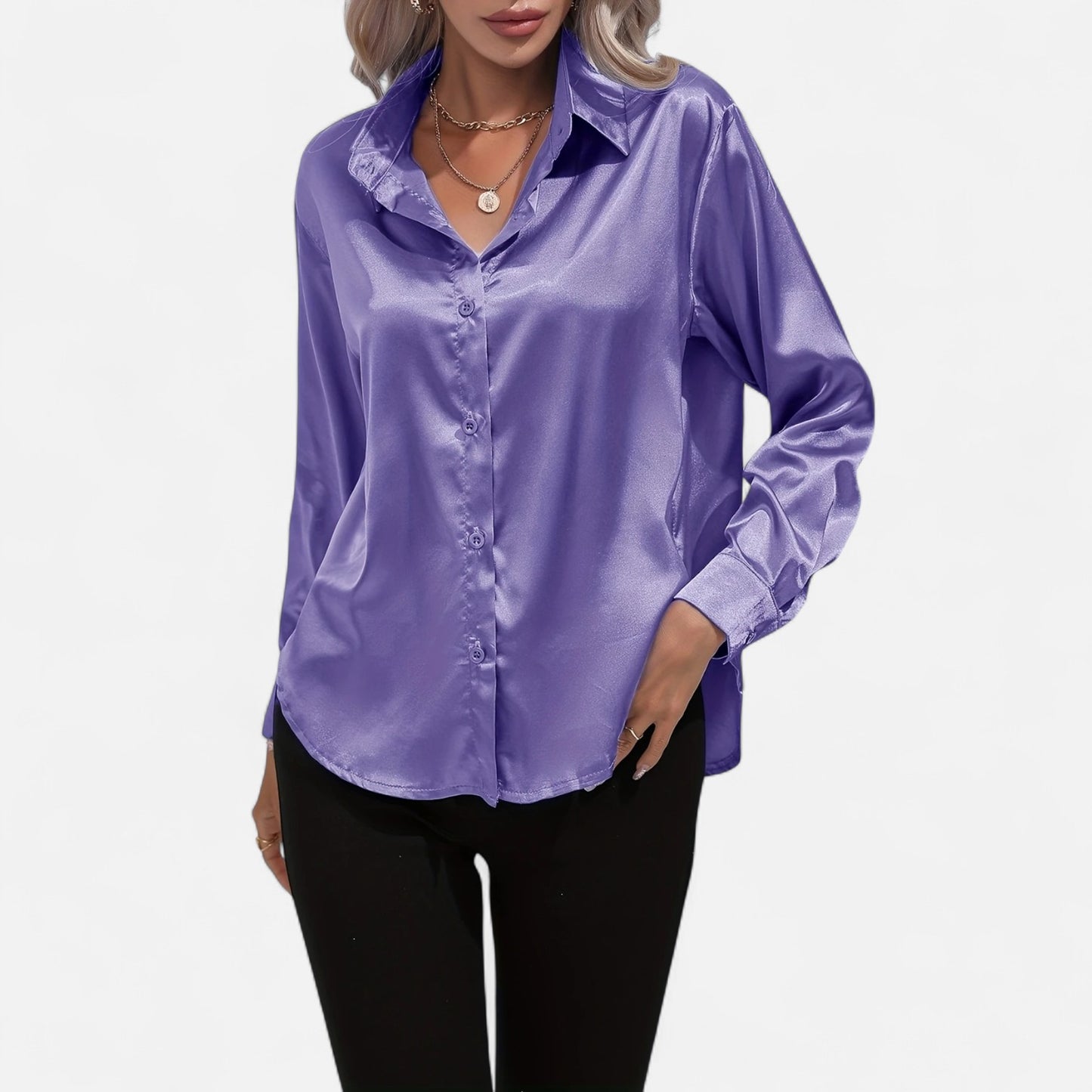 Dorevelle | Women’s Satin Shirt – Heritage Collar Style