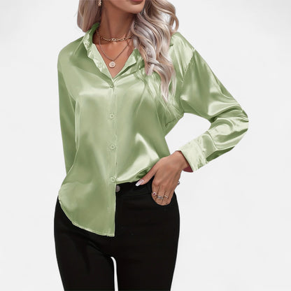 Dorevelle | Women’s Satin Shirt – Heritage Collar Style