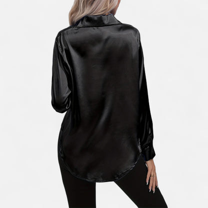 Dorevelle | Women’s Satin Shirt – Heritage Collar Style