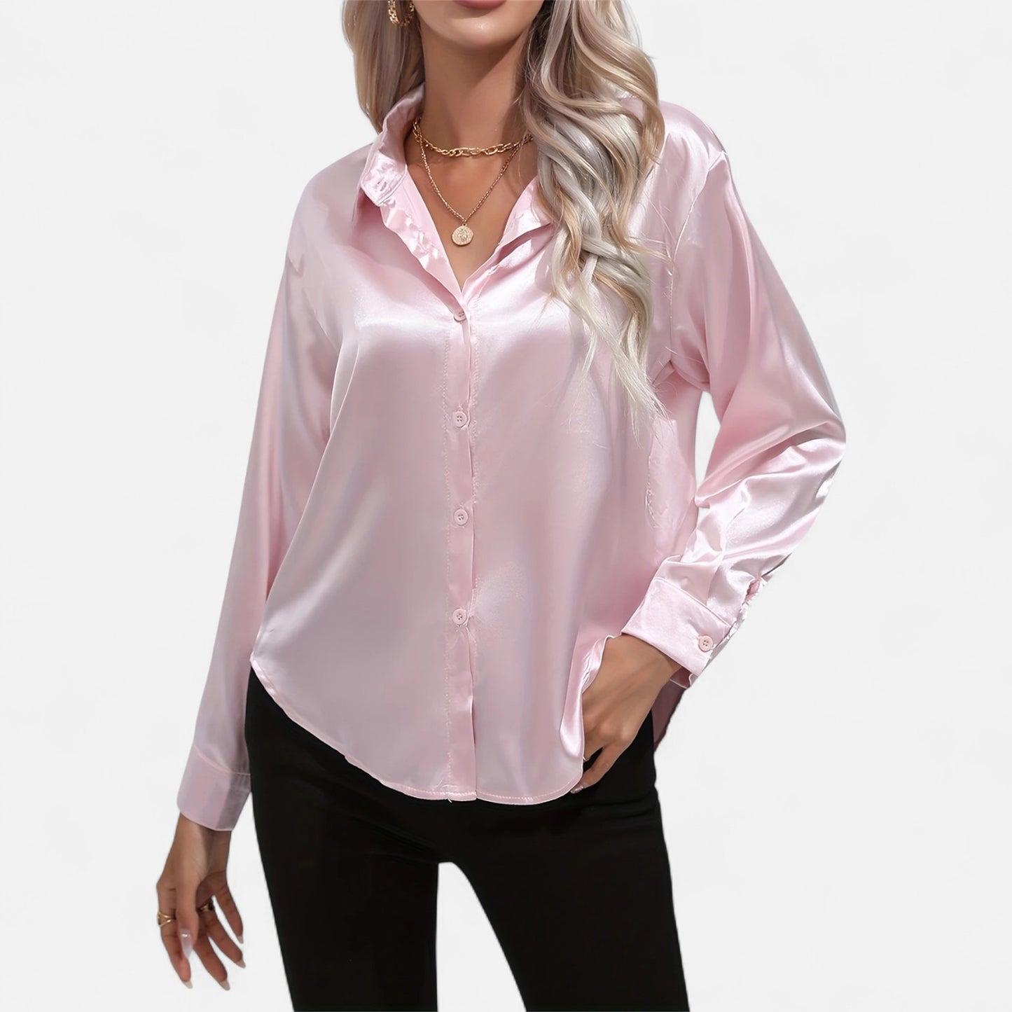 Dorevelle | Women’s Satin Shirt – Heritage Collar Style
