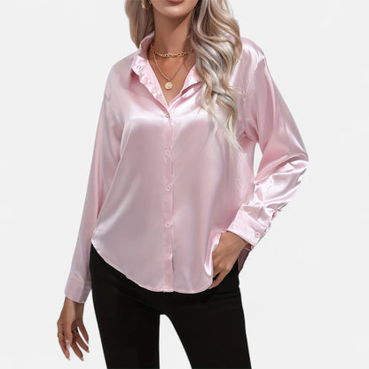 Dorevelle | Women’s Satin Shirt – Heritage Collar Style