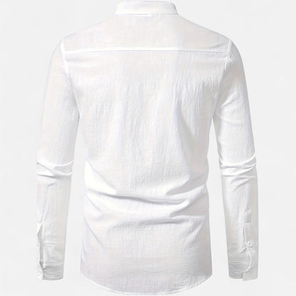 Dorevelle | Men’s Linen Henley – Heritage Collarless Style