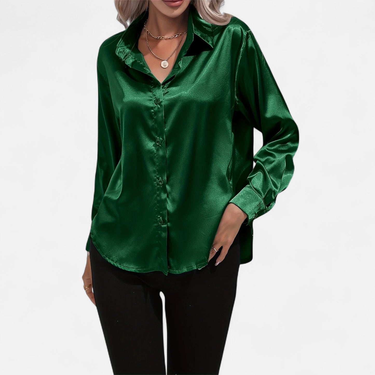 Dorevelle | Women’s Satin Shirt – Heritage Collar Style