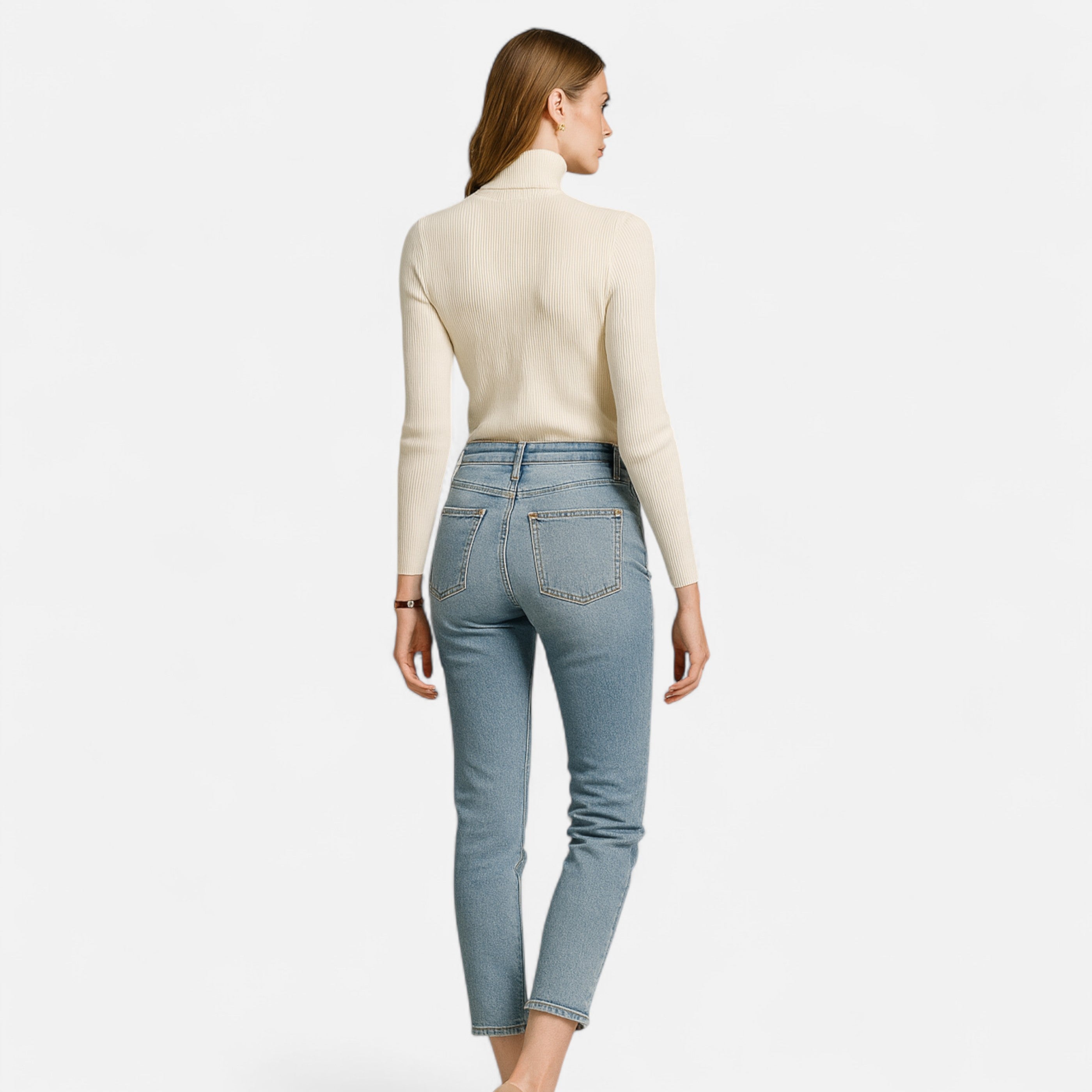 Dorevelle | Women’s Ribbed Turtleneck – Foldover Winter Elegance