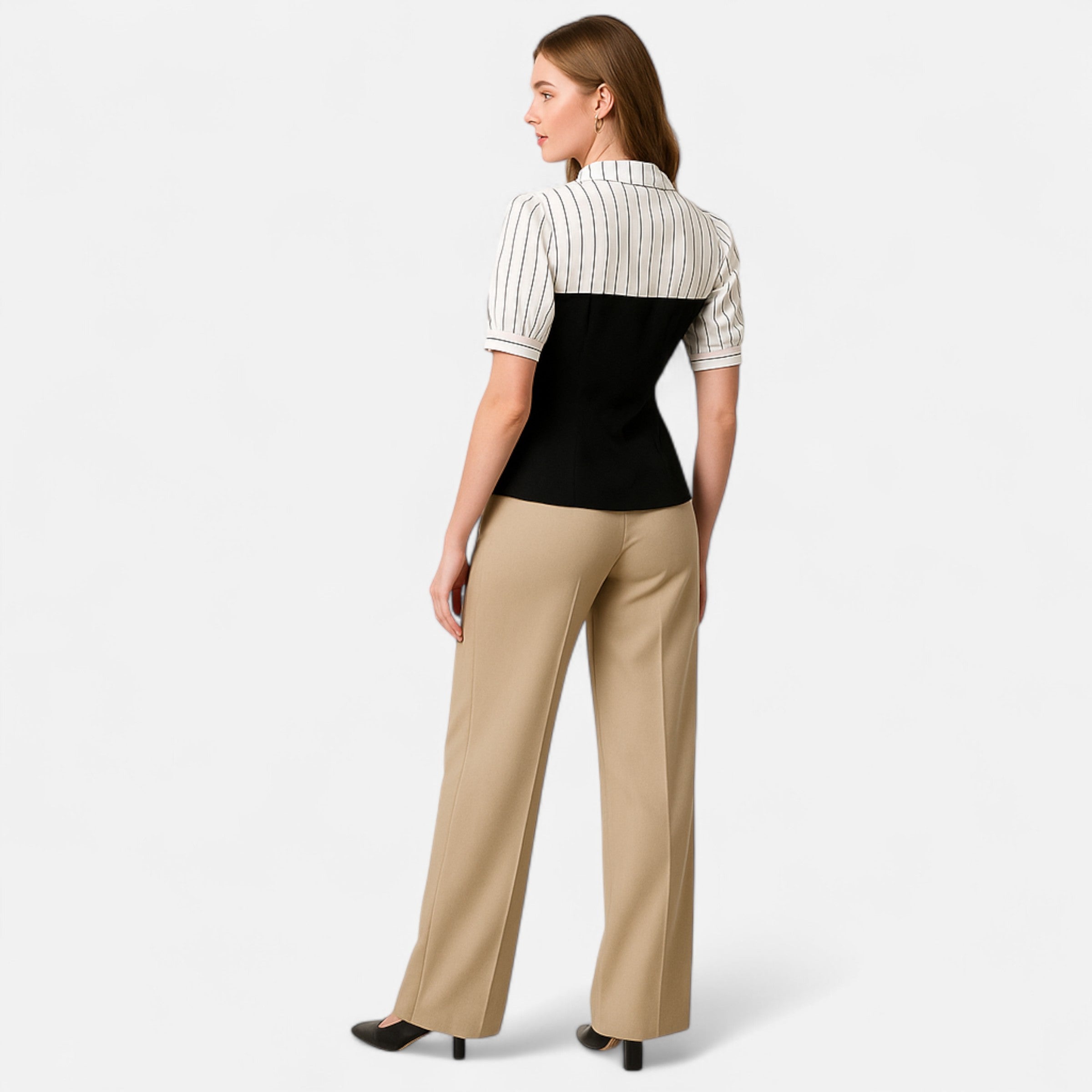 Dorevelle | Women’s Blouse – Striped Patchwork Elegance