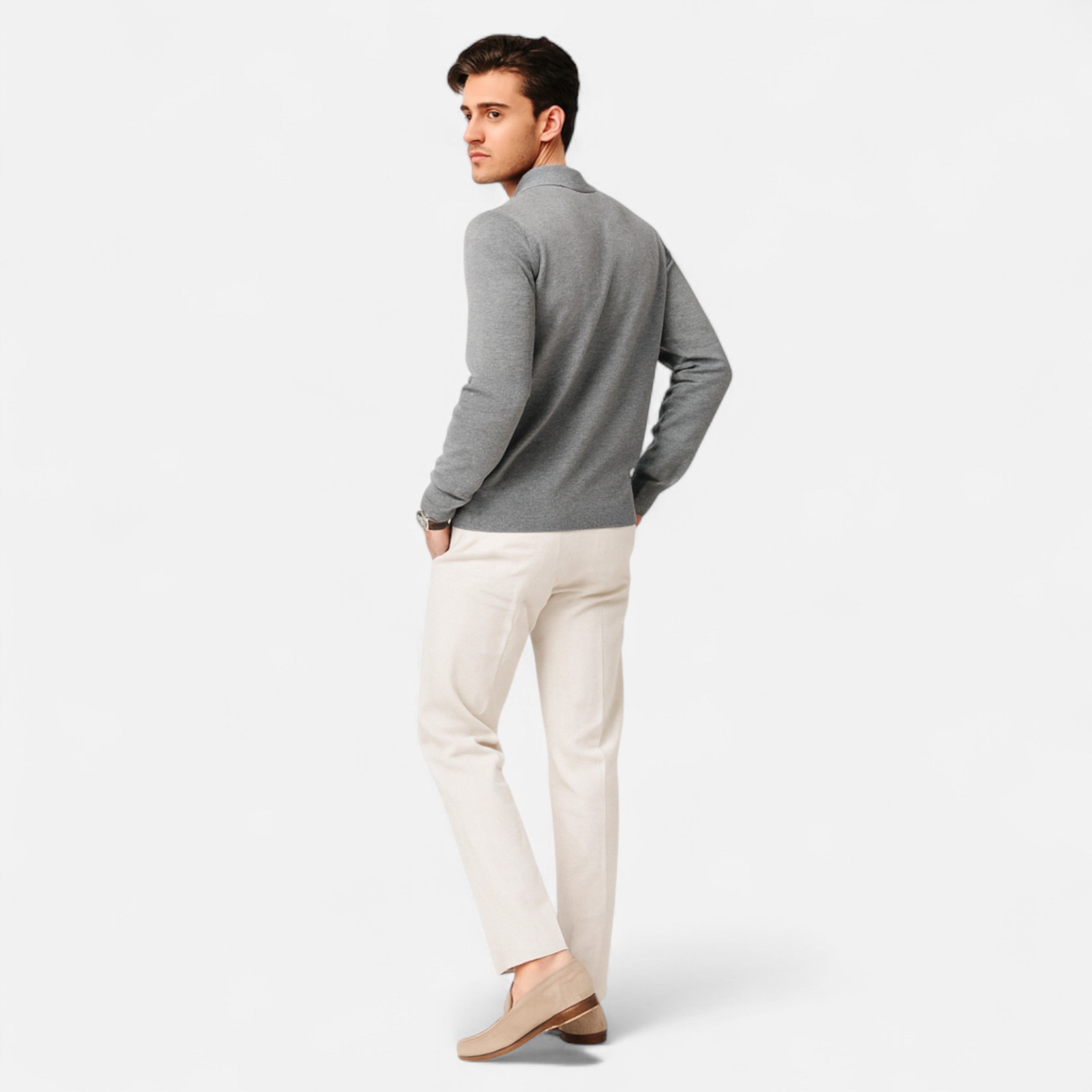 Dorevelle | Men’s Wool Sweater – Fine Yarn Button-Up Classic