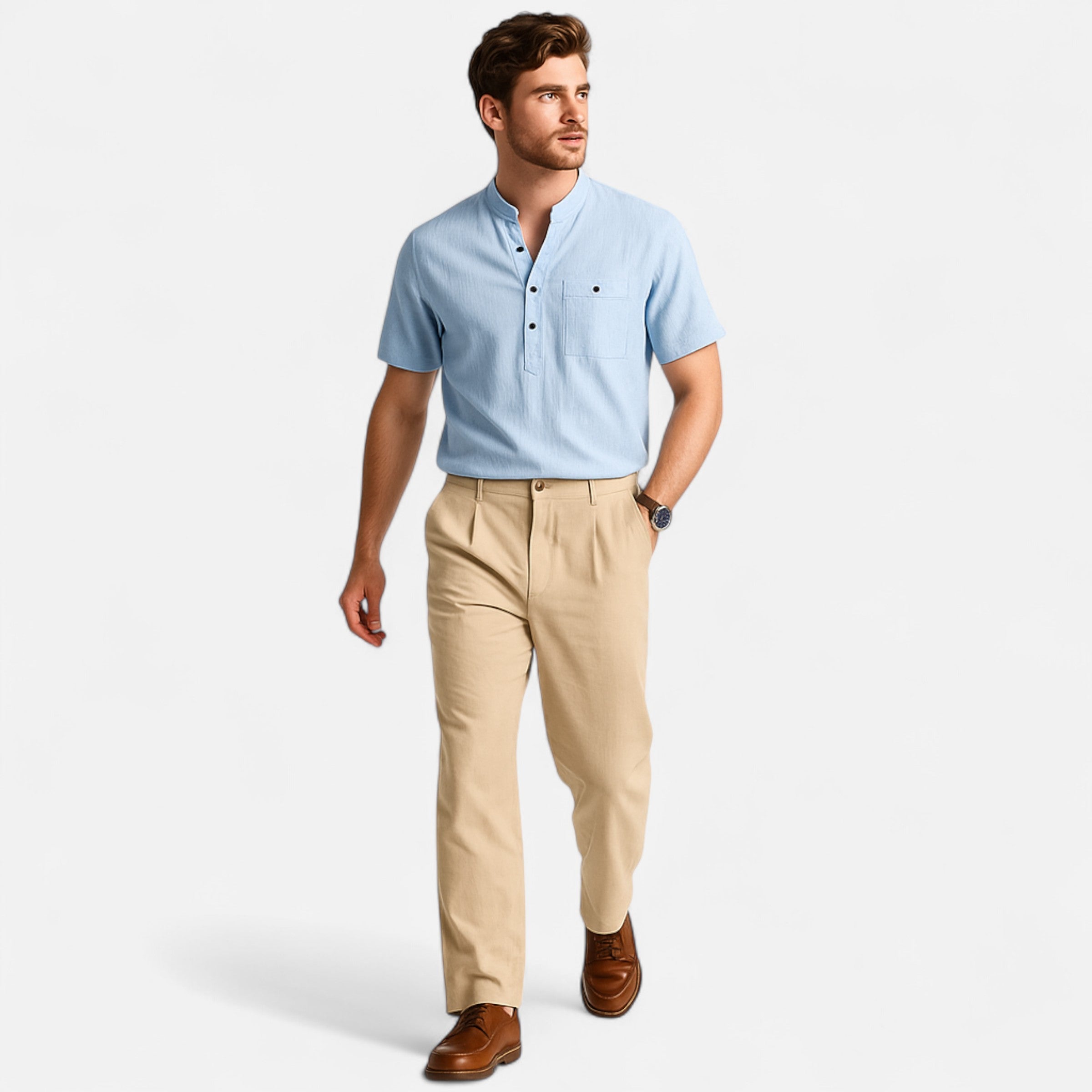Dorevelle | Men’s Linen Trousers – Straight-Leg Business Classic