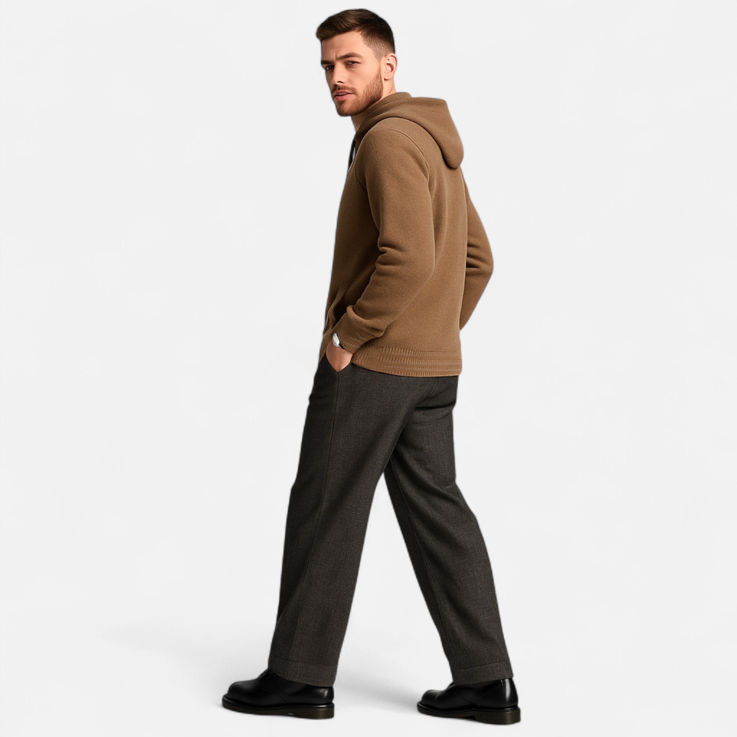 Dorevelle | Men’s Hooded Cardigan – Refined Winter Knitwear