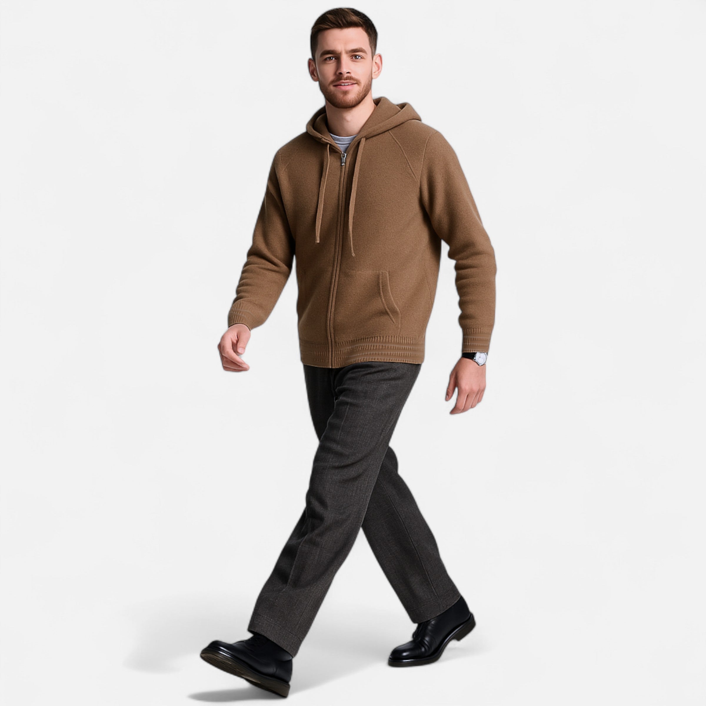 Dorevelle | Men’s Hooded Cardigan – Refined Winter Knitwear