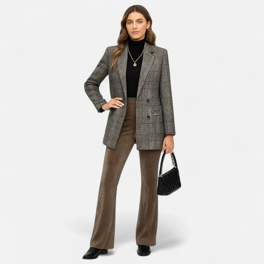 Dorevelle | Women’s Classic Coat – Houndstooth Timeless Sophistication