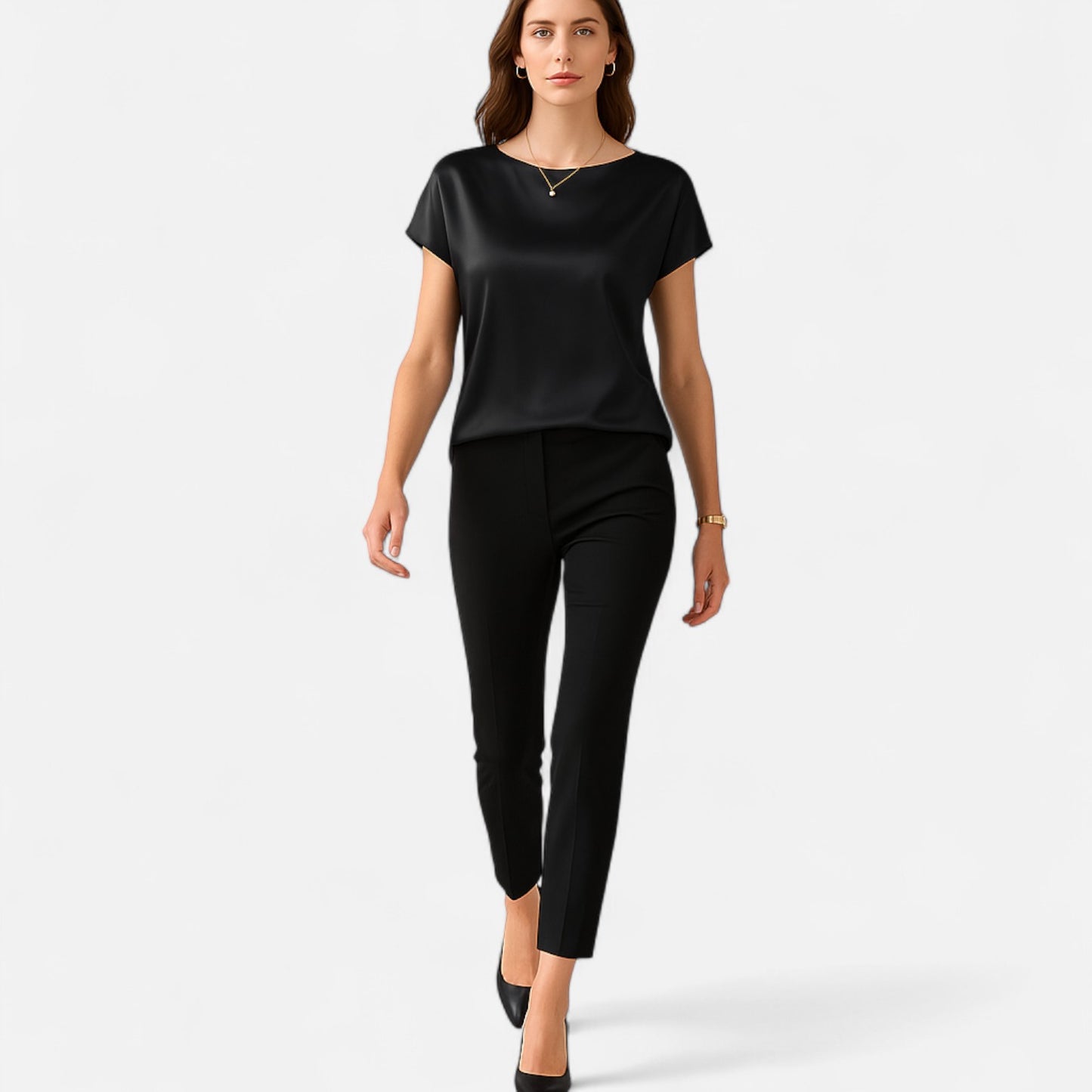 Dorevelle | Women’s Satin Blouse – Short Sleeve Classic