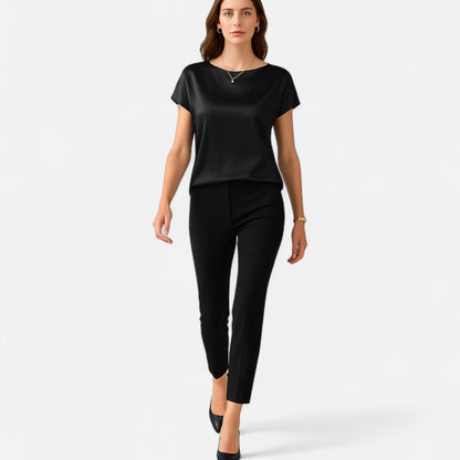 Dorevelle | Women’s Satin Blouse – Short Sleeve Classic