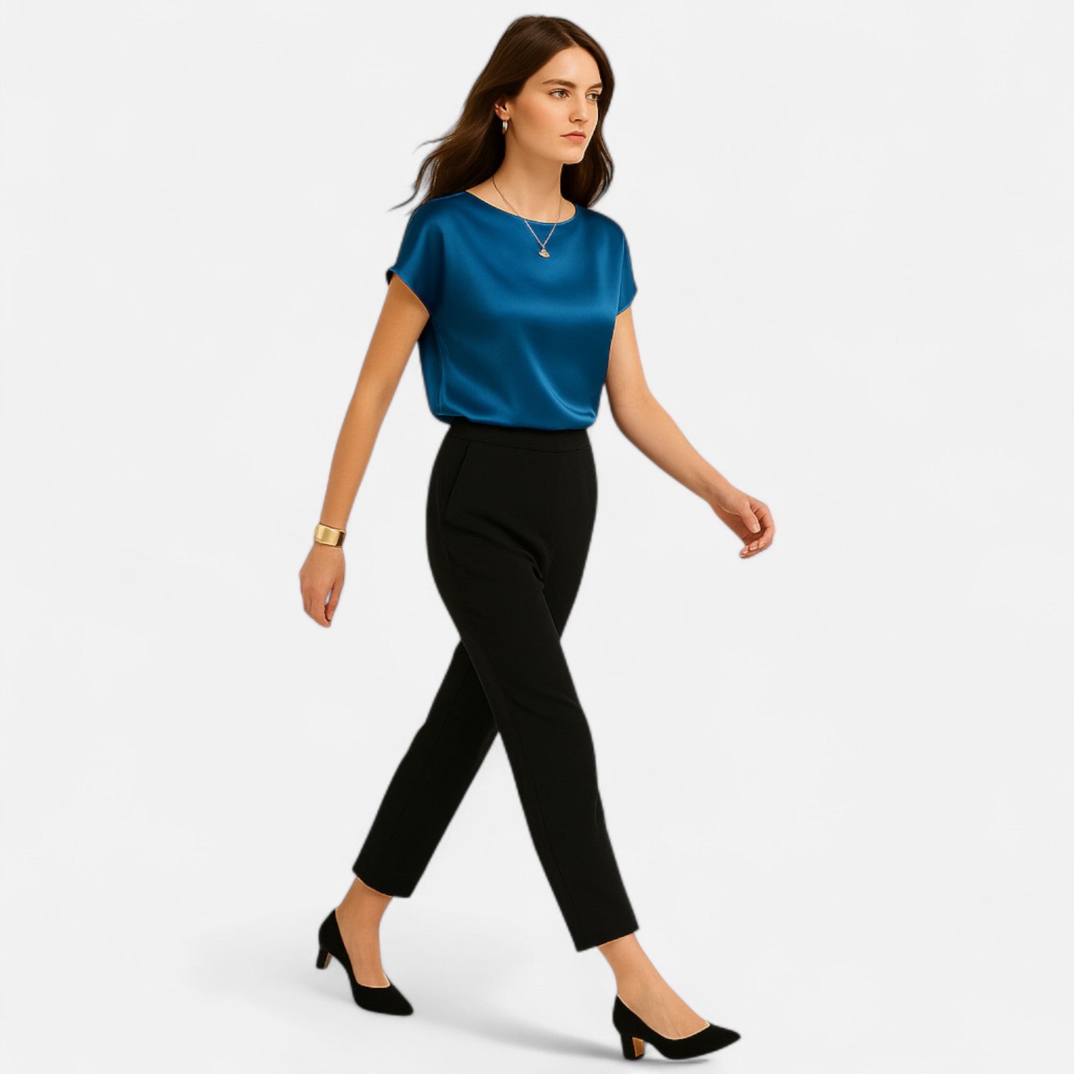Dorevelle | Women’s Satin Blouse – Short Sleeve Classic