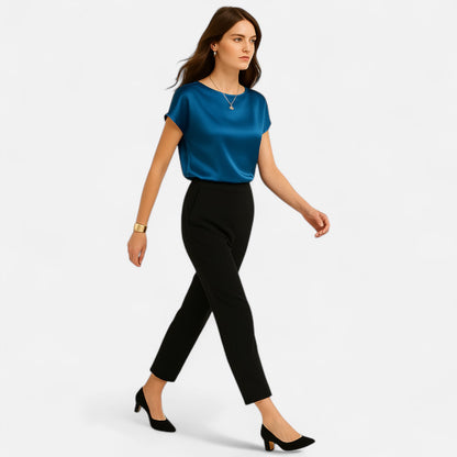 Dorevelle | Women’s Satin Blouse – Short Sleeve Classic