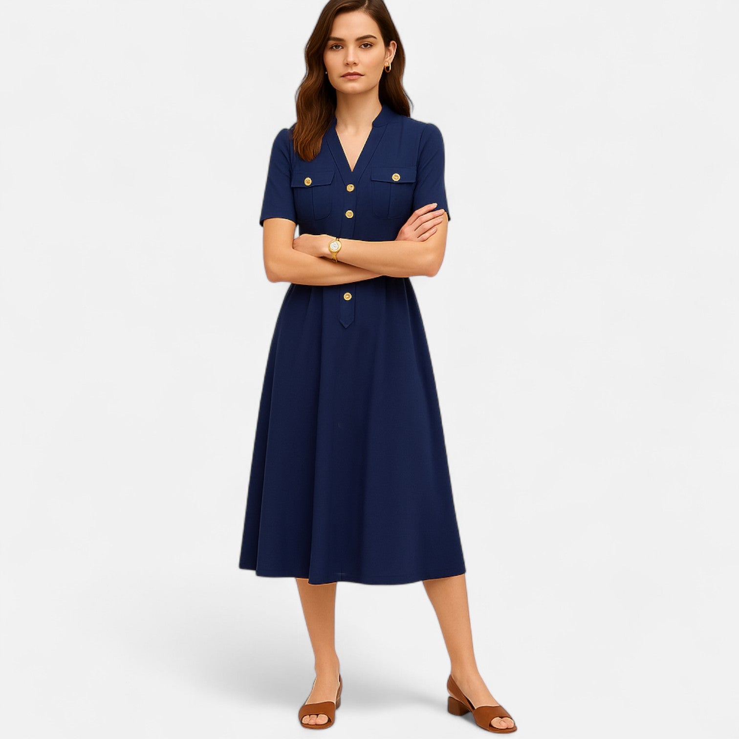 Dorevelle | Women’s V-Neck Dress – Countryside Midi Grace