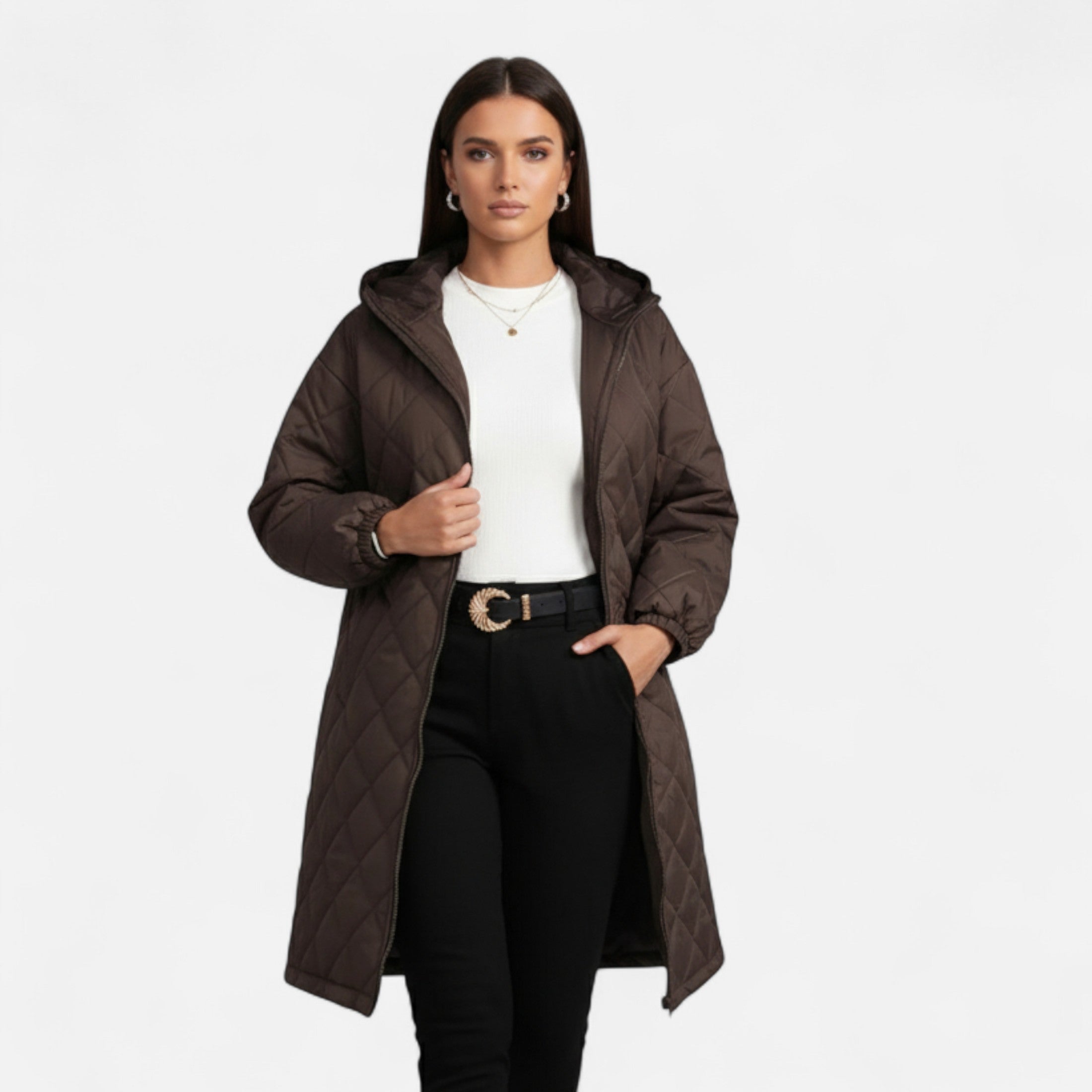 Dorevelle | Women’s Quilted Hooded Jacket – Autumn Winter Elegance