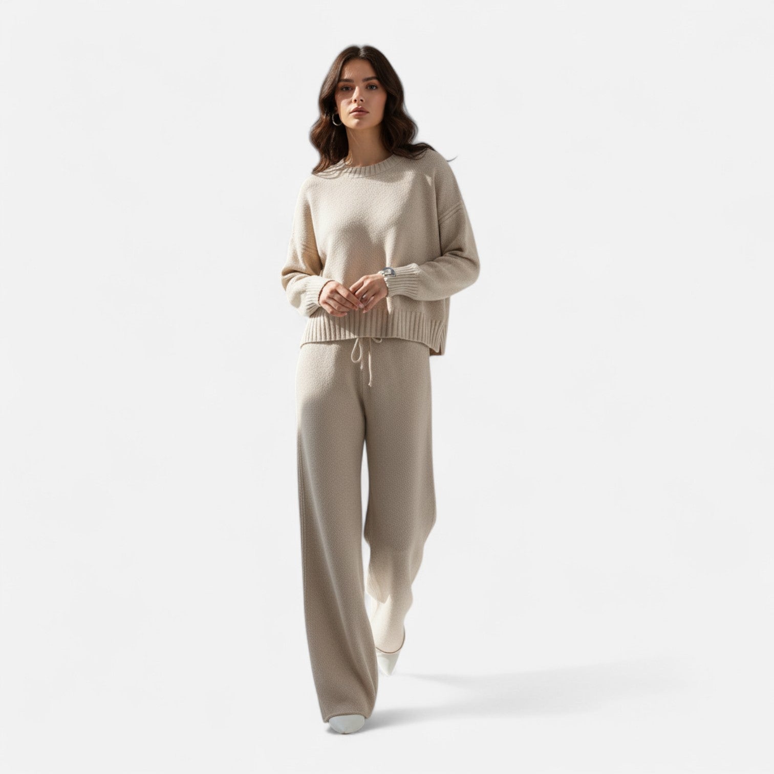 Dorevelle | Women’s Knit Set – Sweater & Wide-Leg Elegance