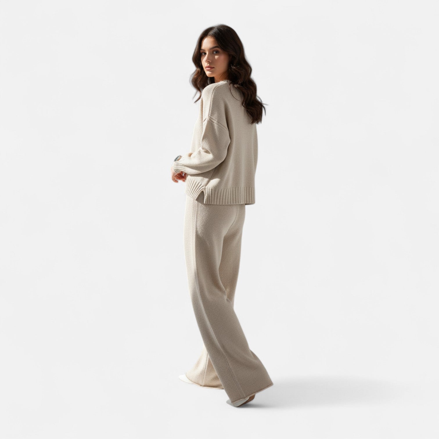 Dorevelle | Women’s Knit Set – Sweater & Wide-Leg Elegance