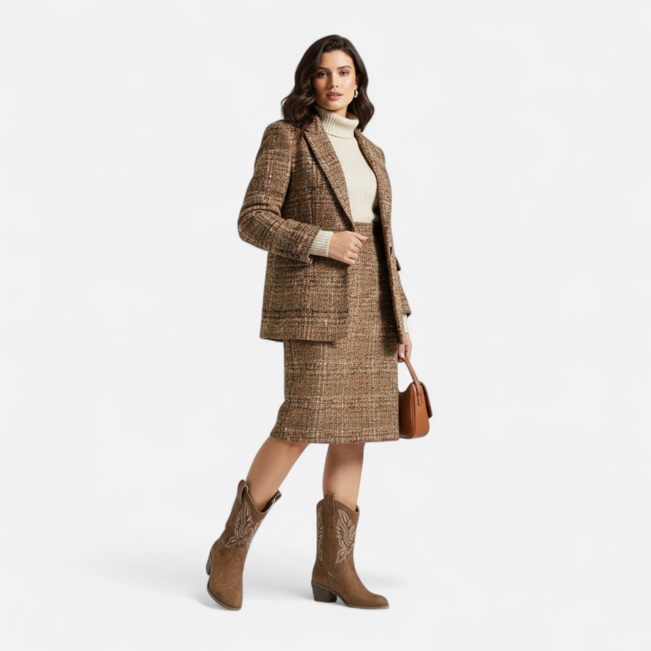Dorevelle | Women’s Suede Cowboy Boots – Vintage Chunky Heel
