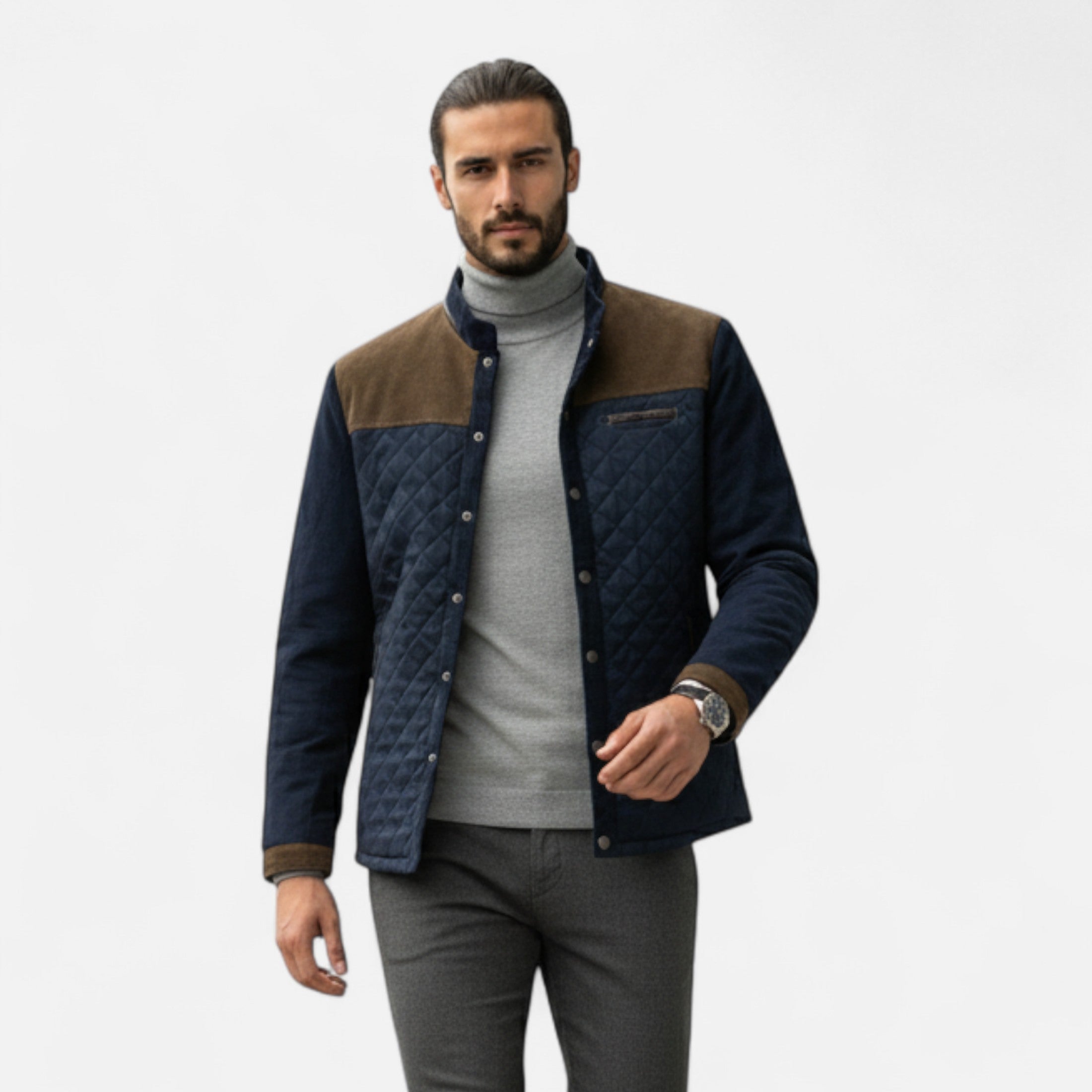 Dorevelle | Men’s Casual Jacket – Slim Fit Patchwork Design