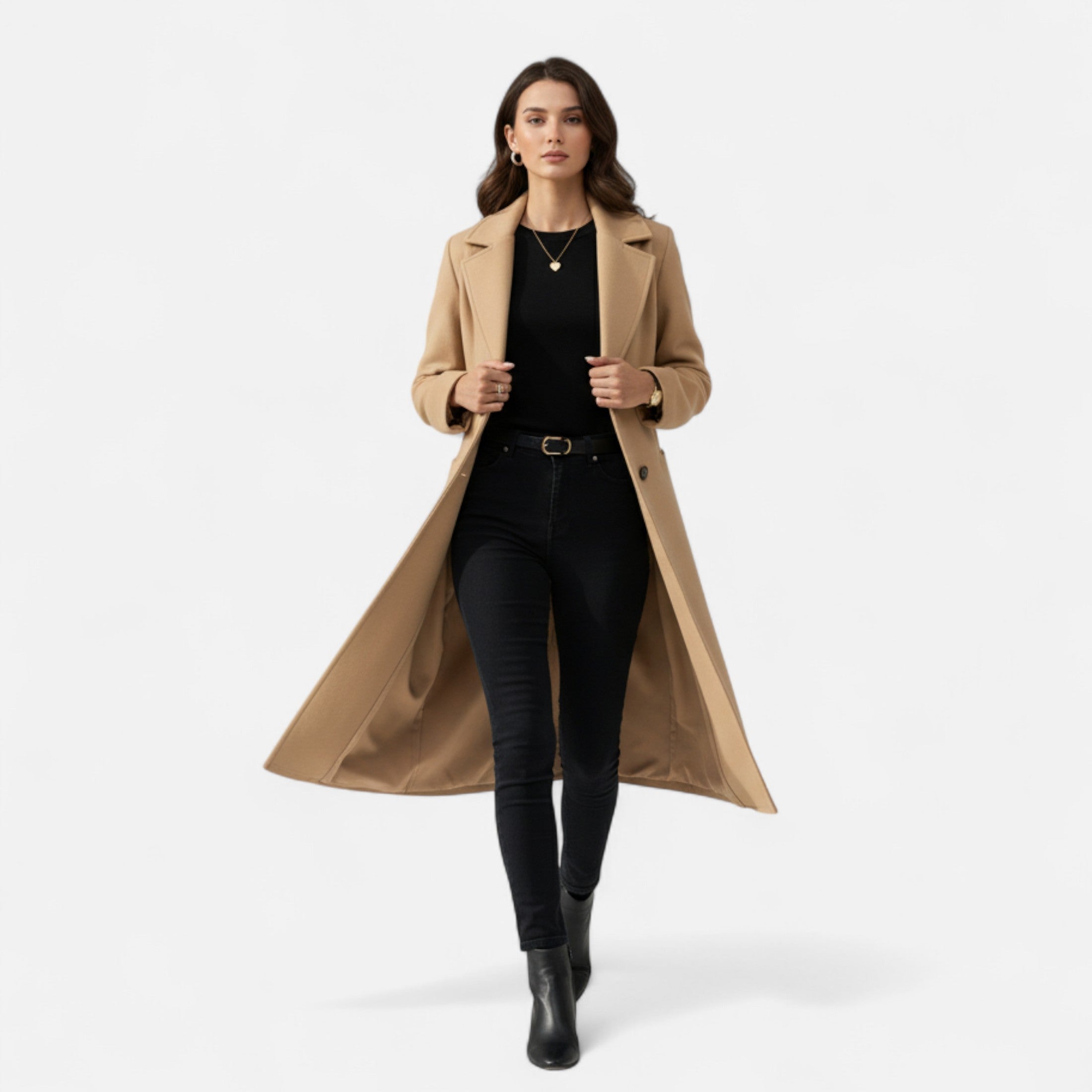 Dorevelle | Women’s Tweed Overcoat – Sophisticated Belted Design
