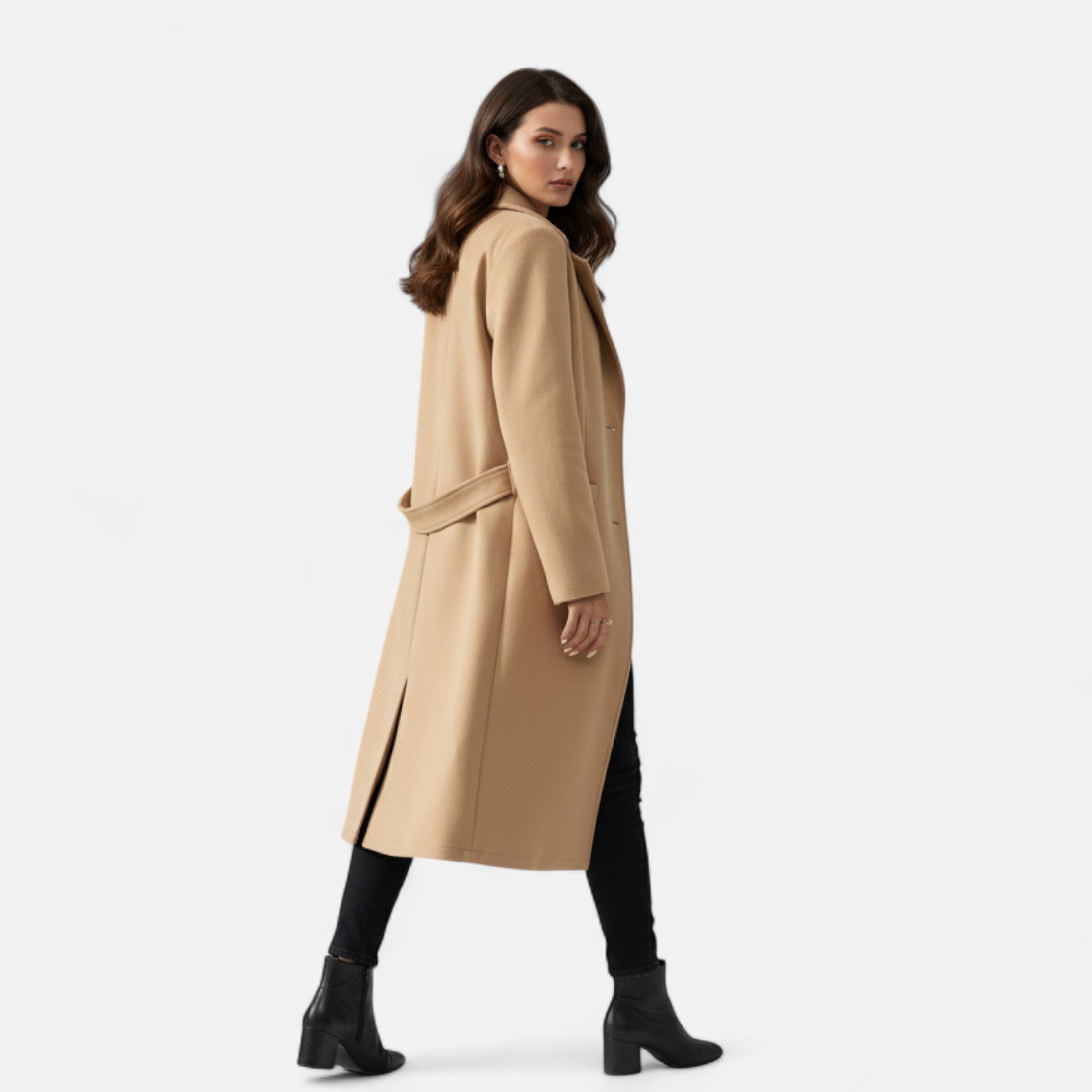 Dorevelle | Women’s Tweed Overcoat – Sophisticated Belted Design