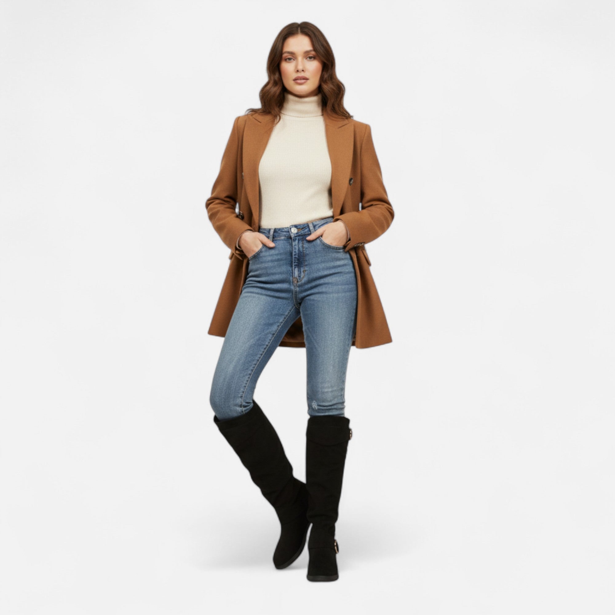 Dorevelle | Women’s Knee-High Boots – Buckle Belt Elegance